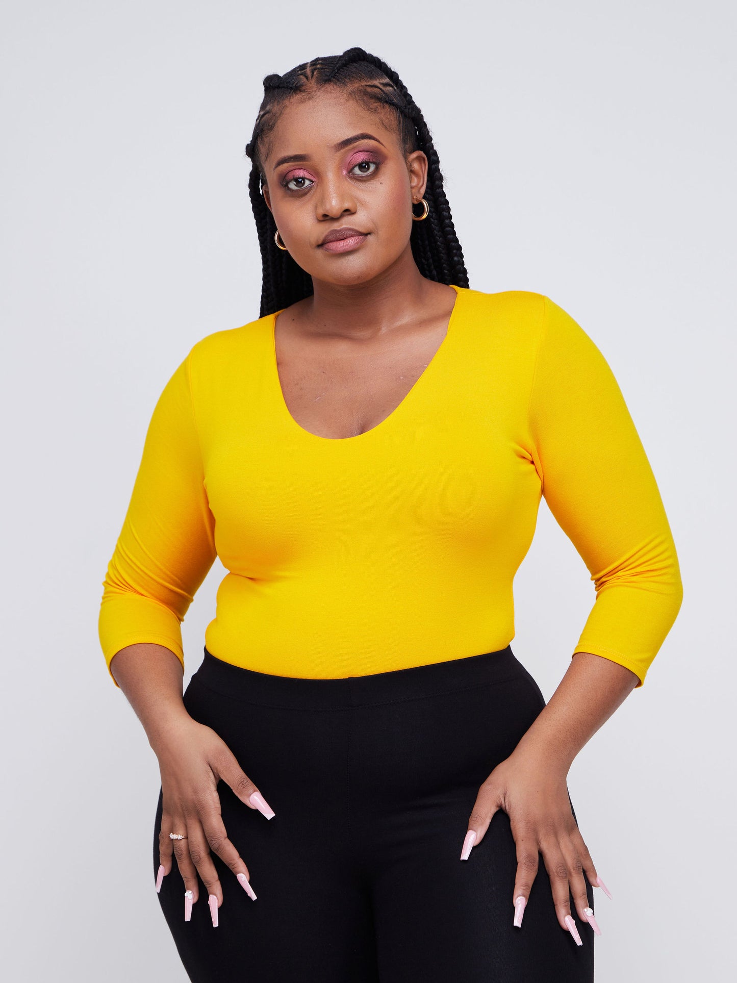 Vivo Basic 3/4 Sleeved Double Layered Bodysuit - Yellow