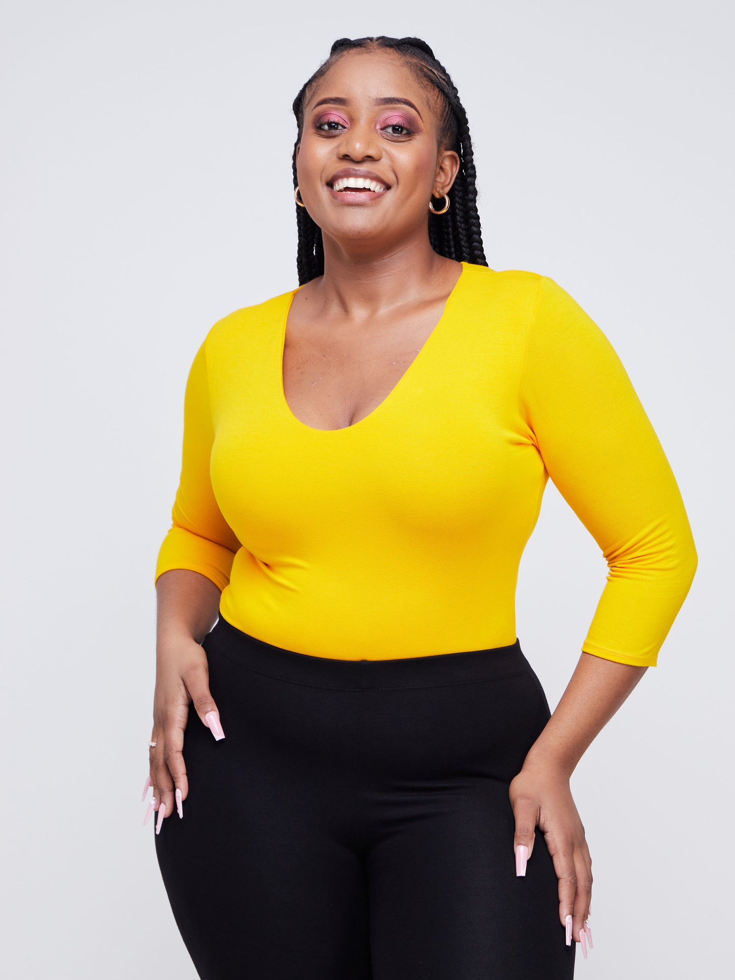 Vivo Basic 3/4 Sleeved Double Layered Bodysuit - Yellow