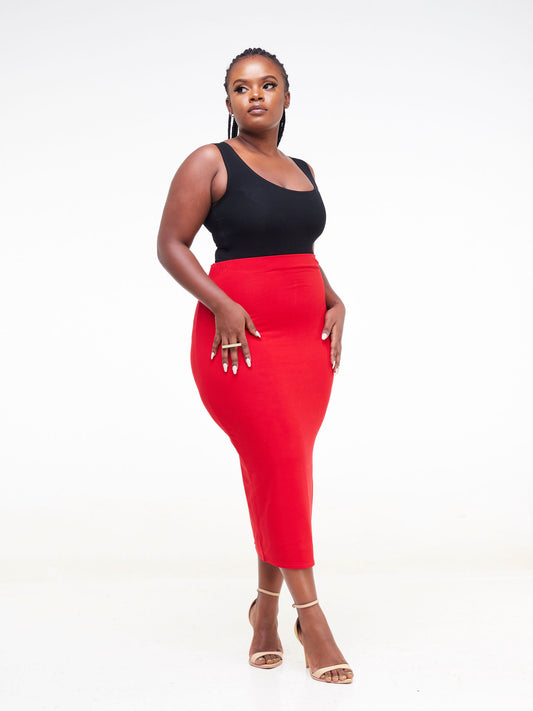 Vivo Basic Lined Capri Skirt - Red