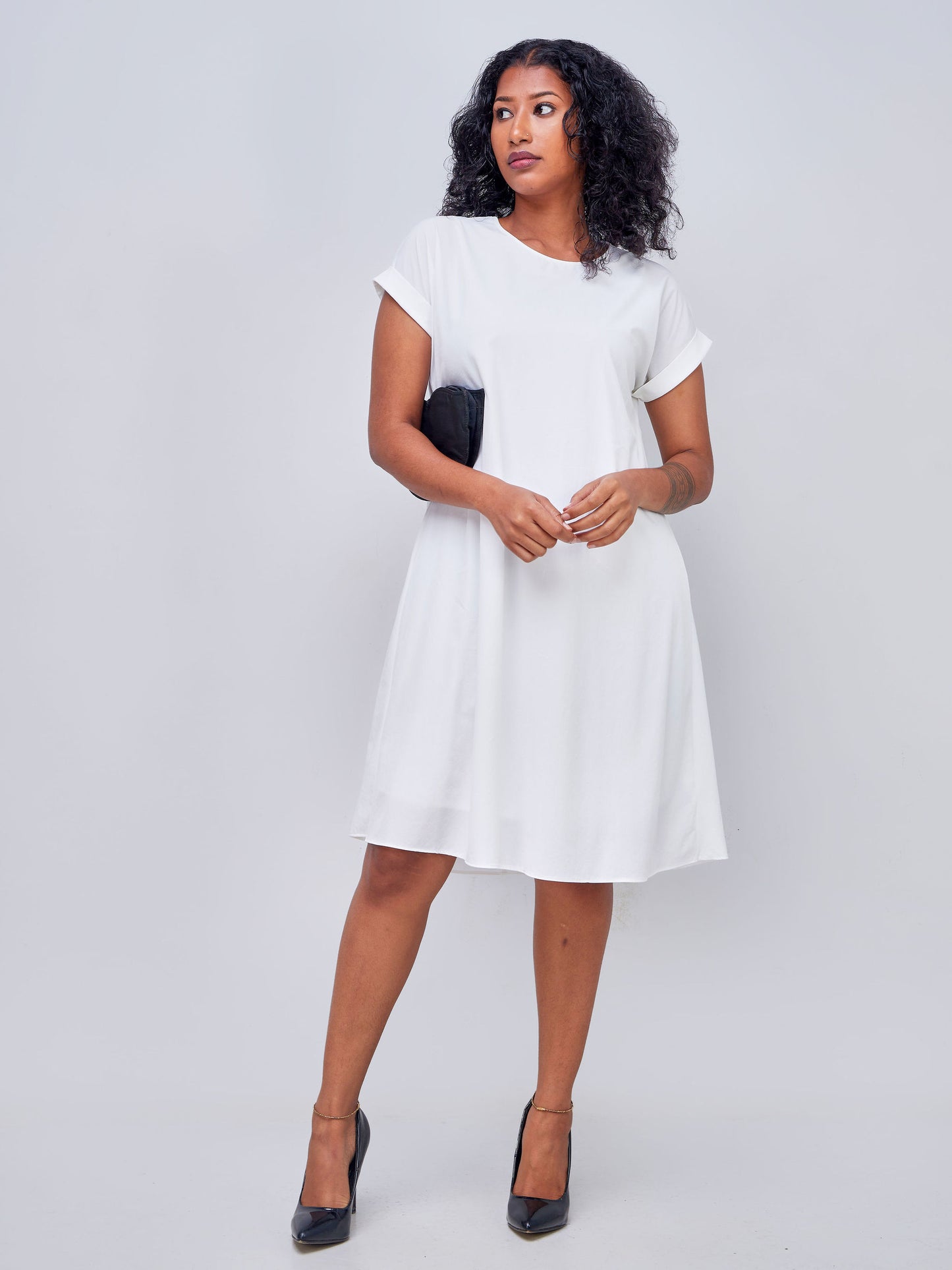 Vivo Pesi Drop Shoulder Tent Dress - White