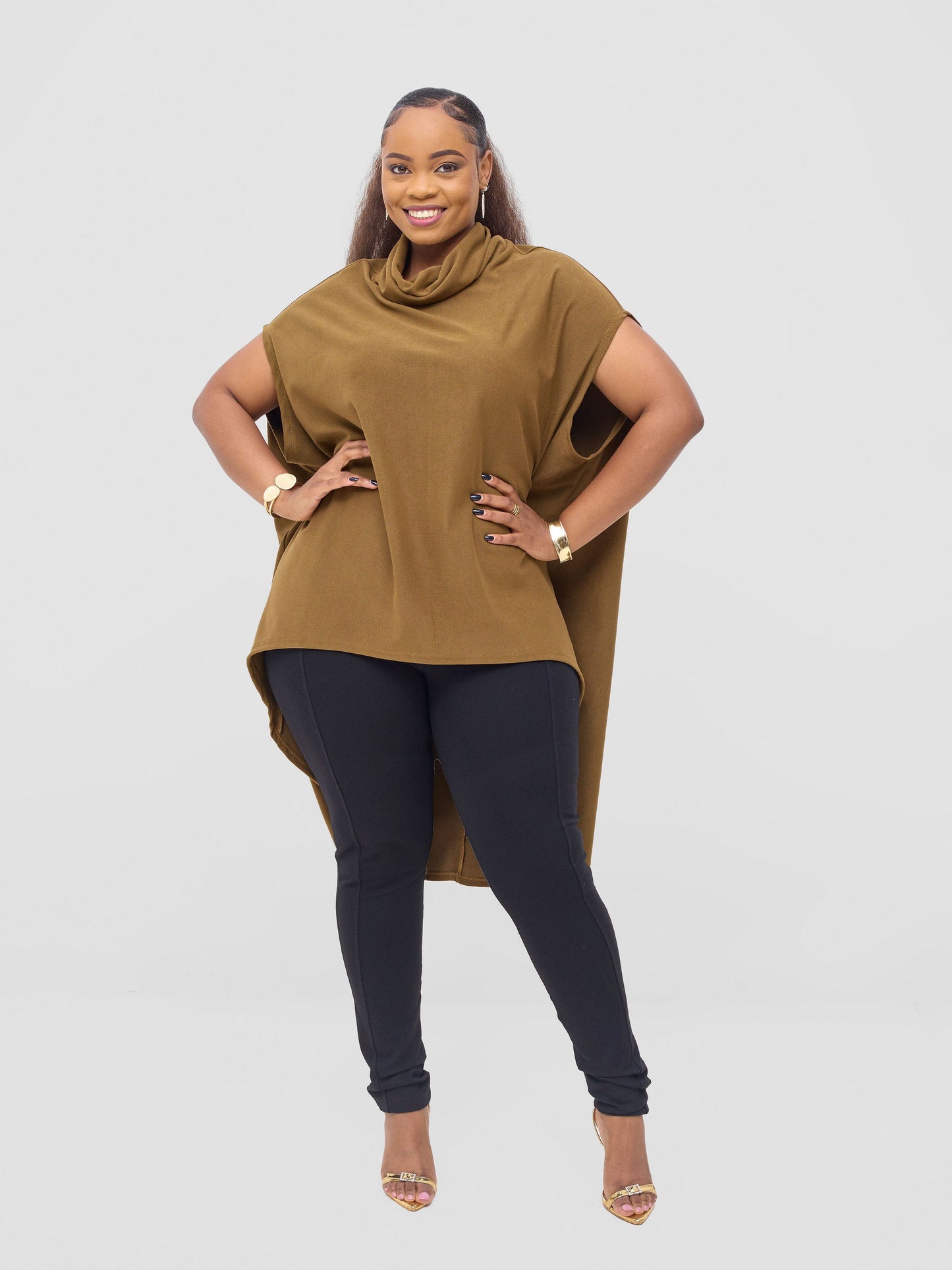 Vivo Binti High Low Poncho - Light Olive