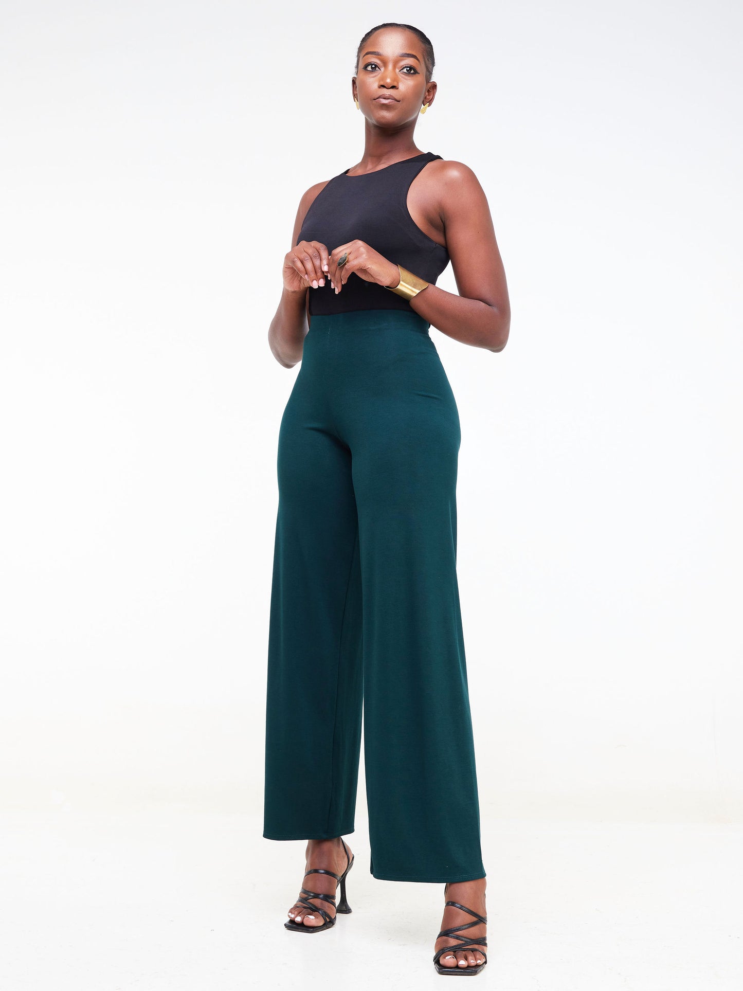 Vivo Basic Palazzo Pants  - Dark Green