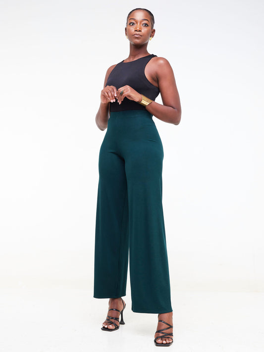 Vivo Basic Palazzo Pants  - Dark Green