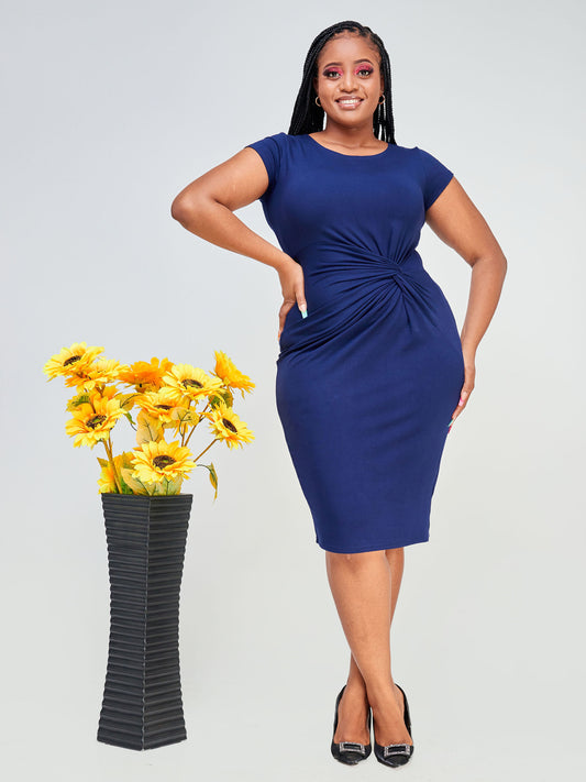 Vivo Bana Cap Sleeve Sheath Dress - Navy Blue