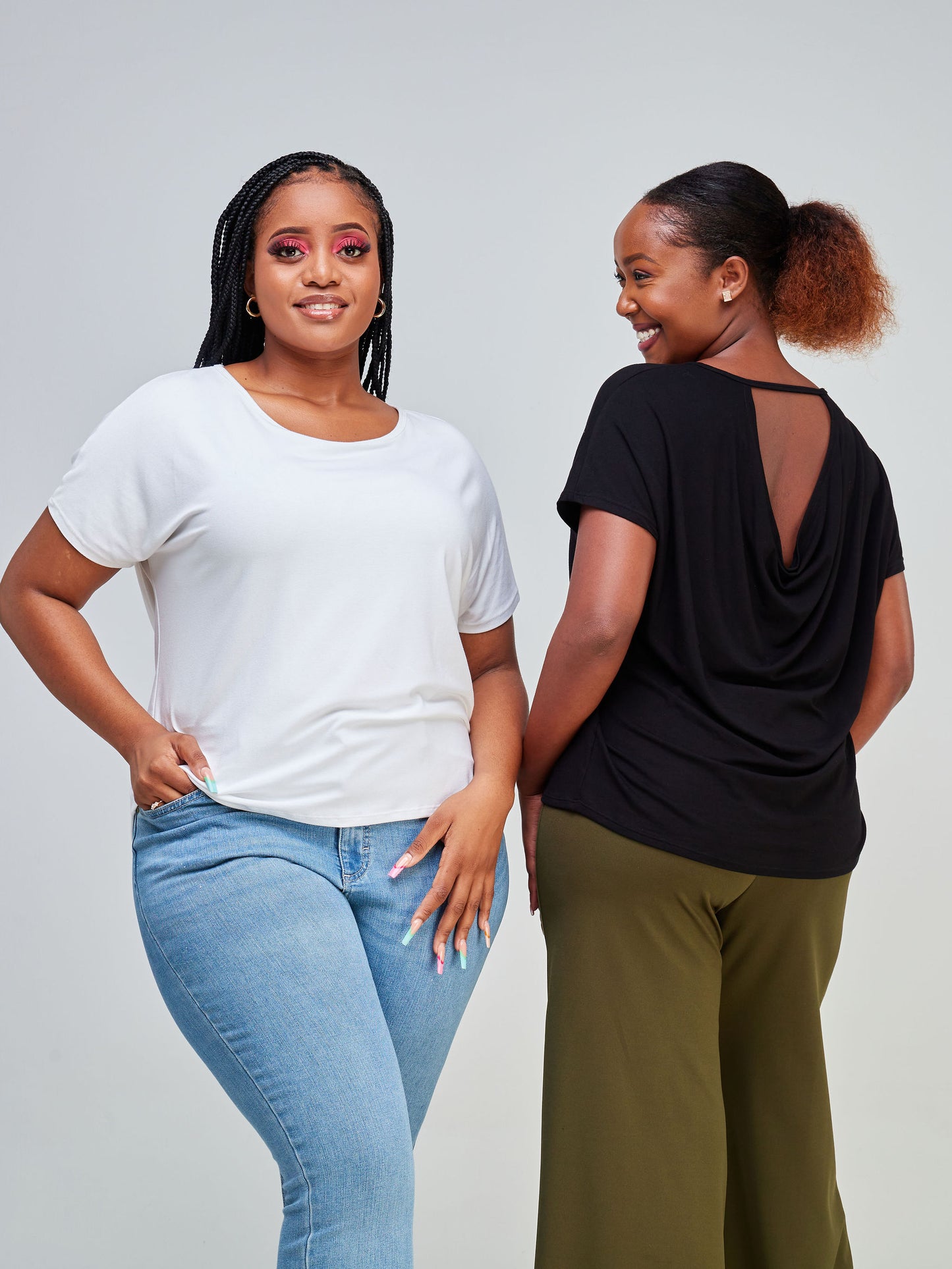 Vivo Bana Drop Shoulder Cowl Back Top - Black