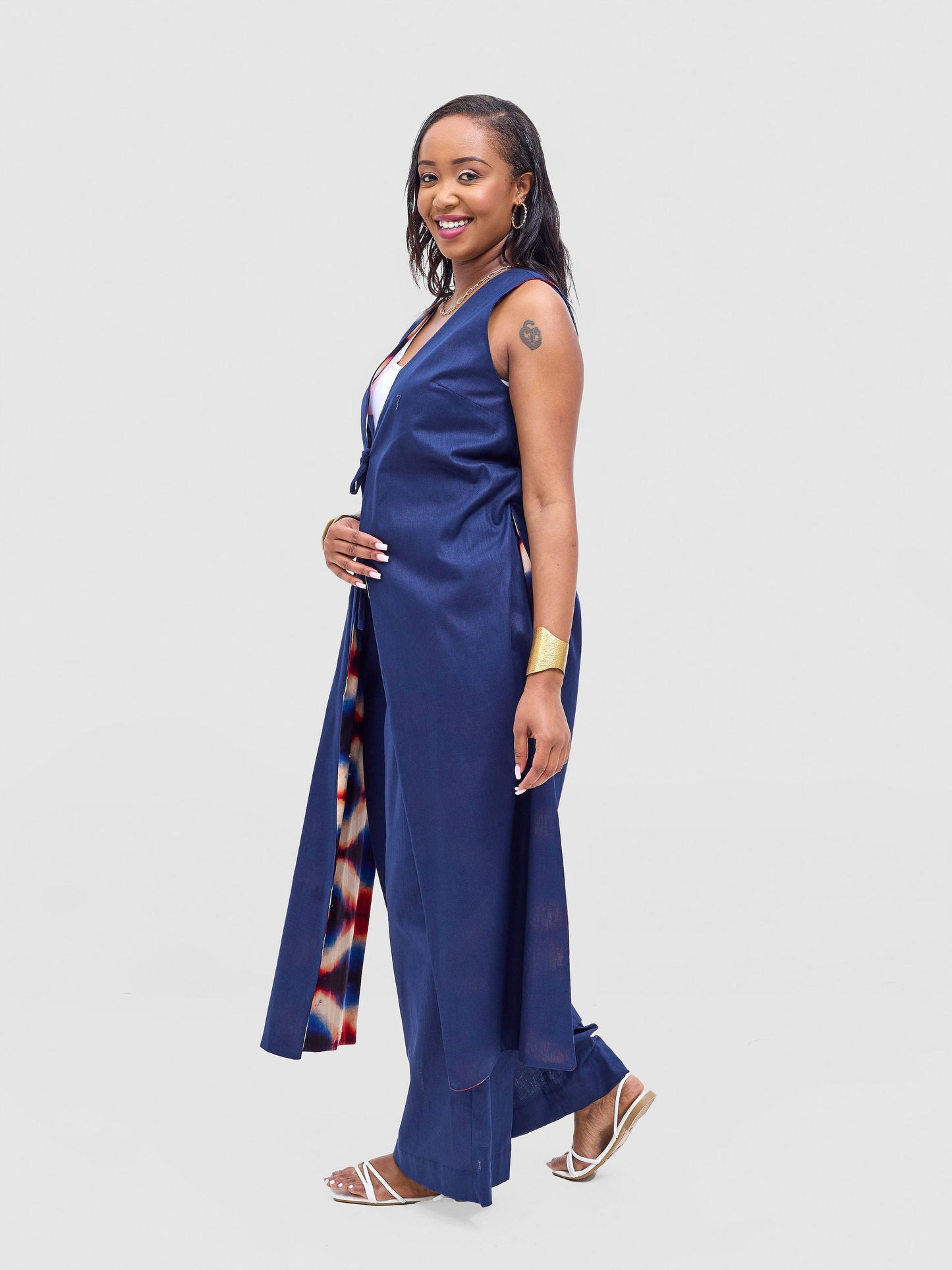 Safari Tiwa Wide Leg Pants - Navy