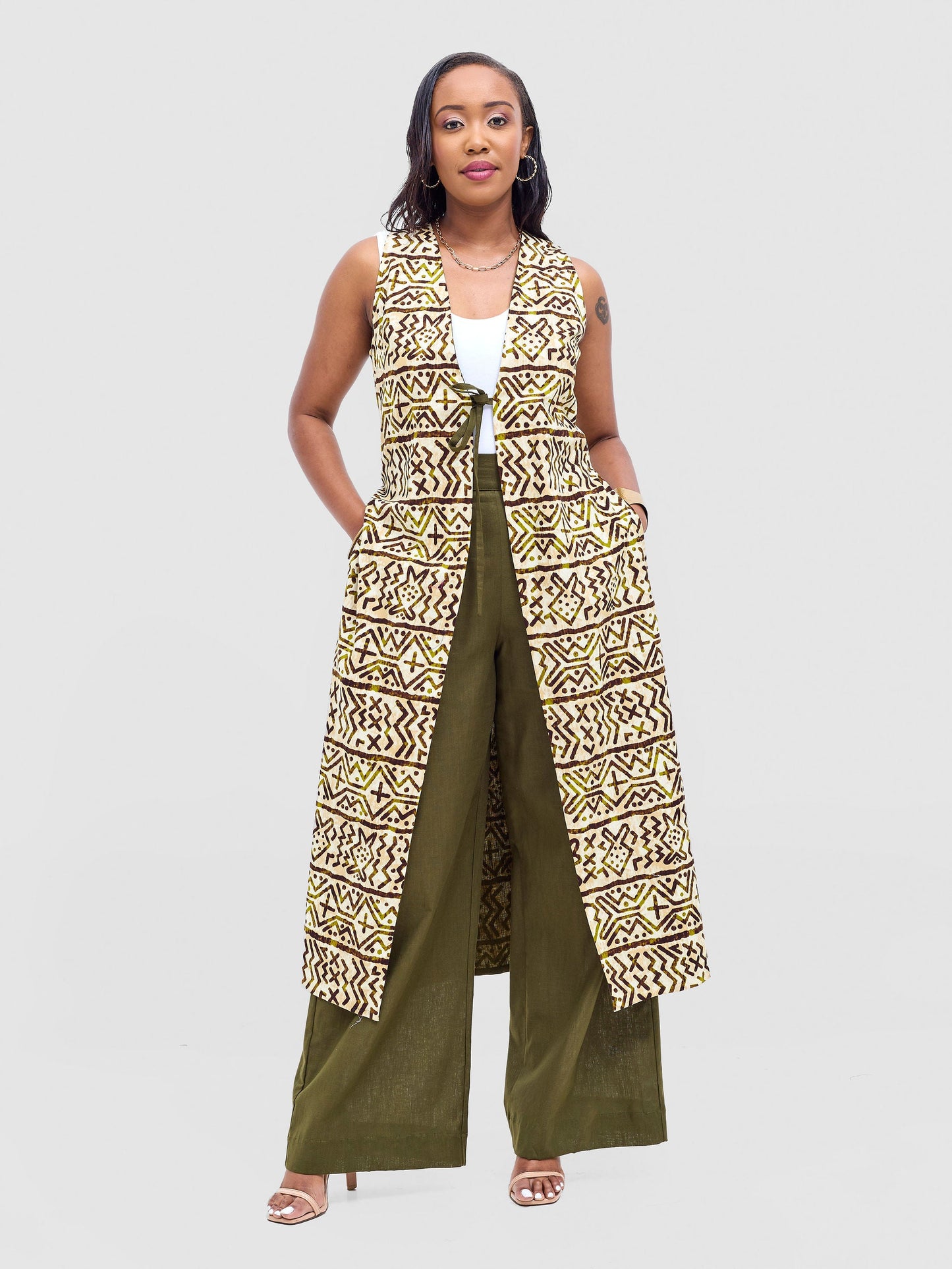 Safari Tiwa Reversible Tie Kimono - Hunters + Lulu Print