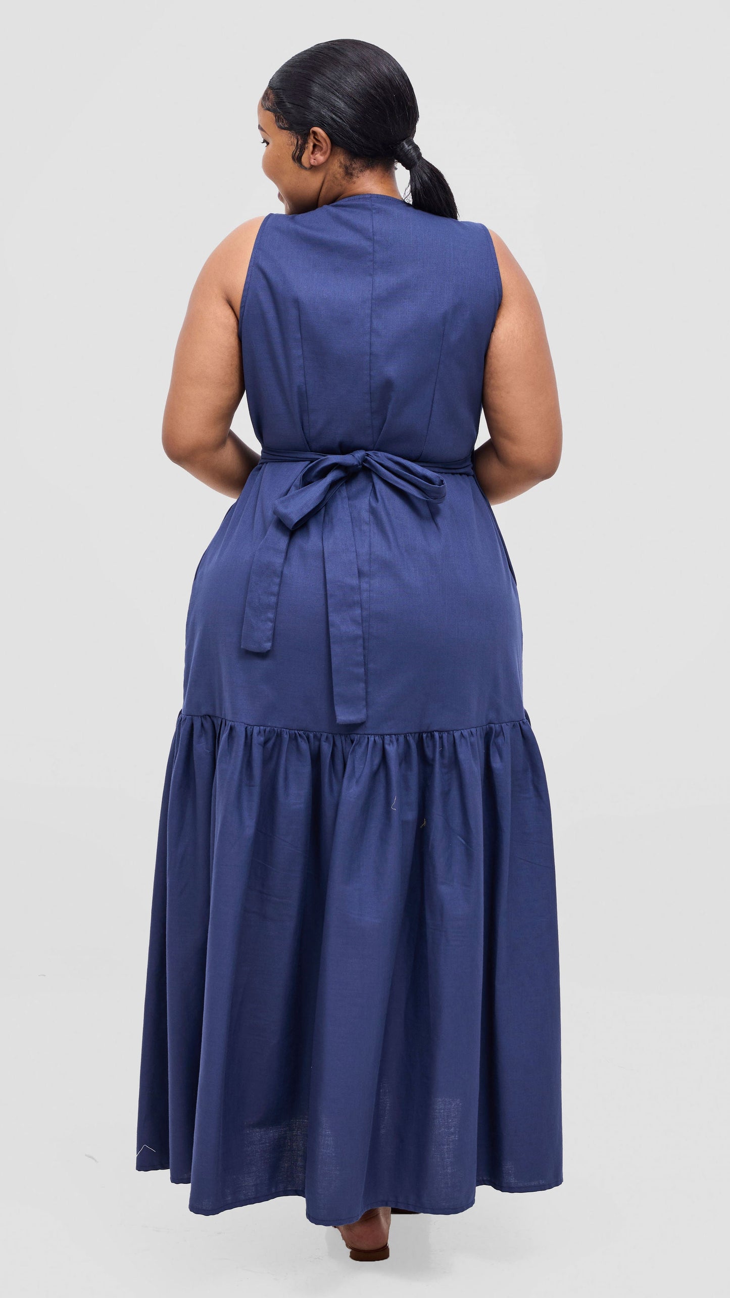 Safari Naledi Gathered Panel Wrap Dress - Navy