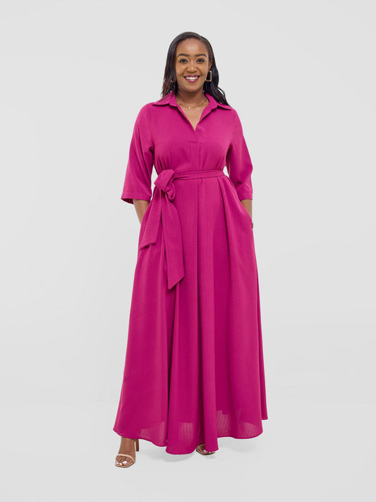 Vivo Yumi Maxi Shirt Dress - Magenta