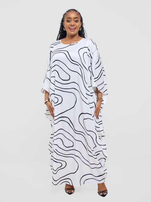 Vivo Lani Maxi Dress - Off White / Black Hini Print