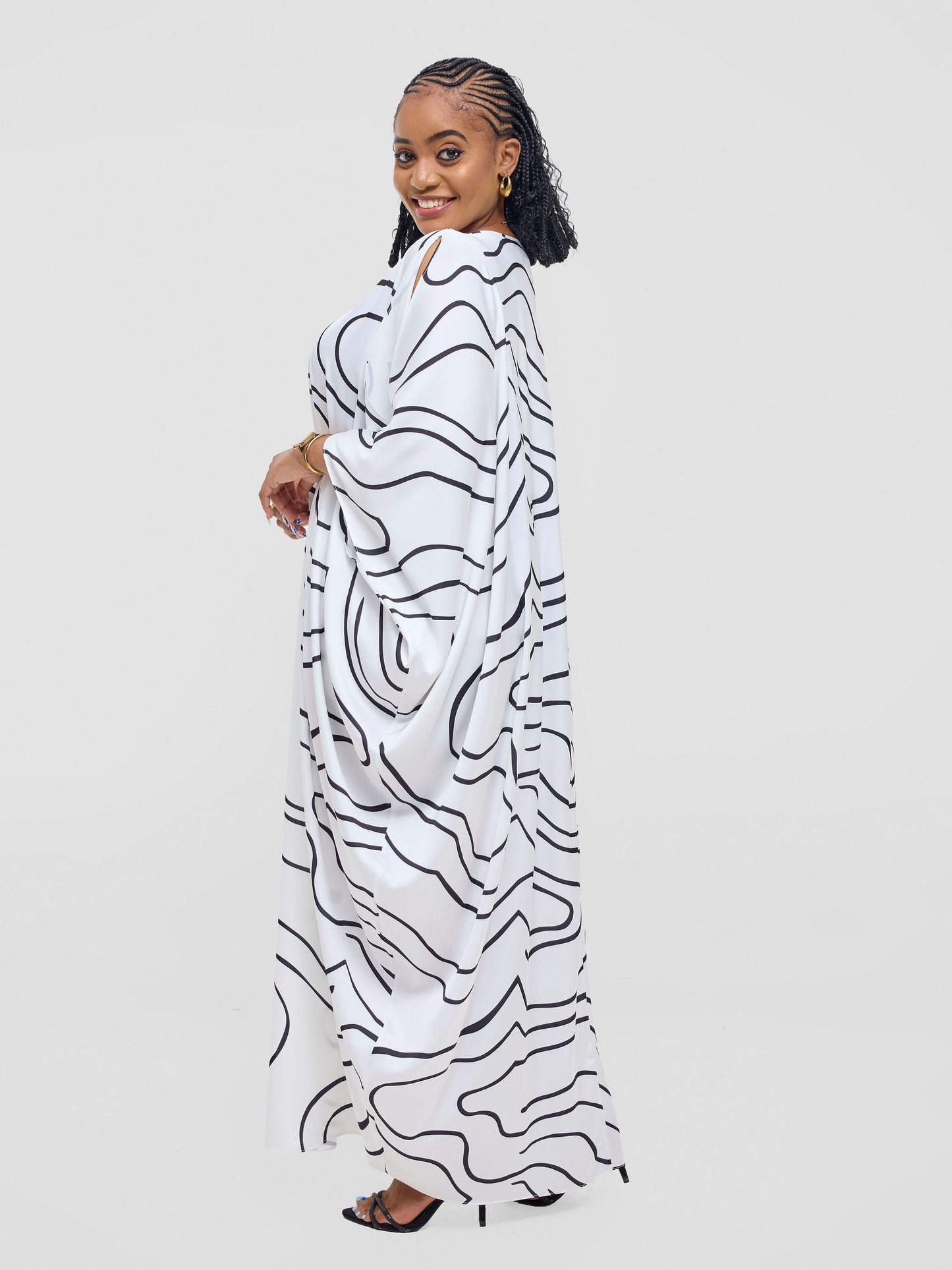 Vivo Lani Maxi Dress - Off White / Black Hini Print