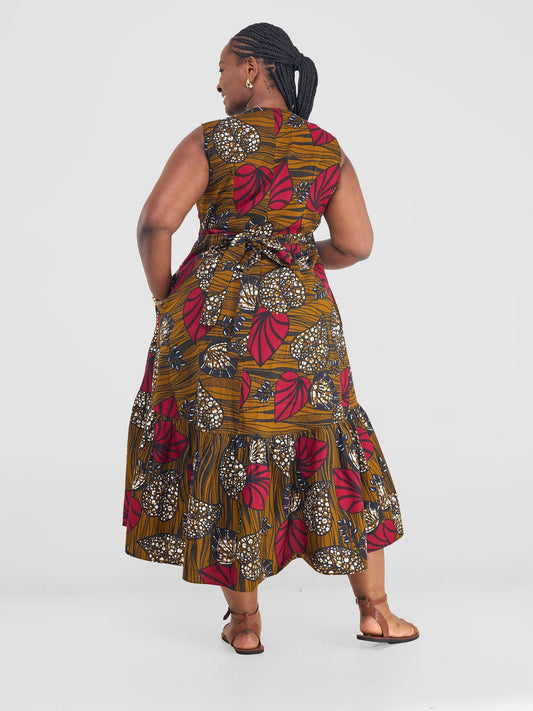 Safari Savannah Kitenge Midi Wrap Dress - Sipo Print