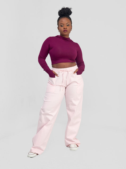 Zoya Banda Crop Hoodie - Burgundy