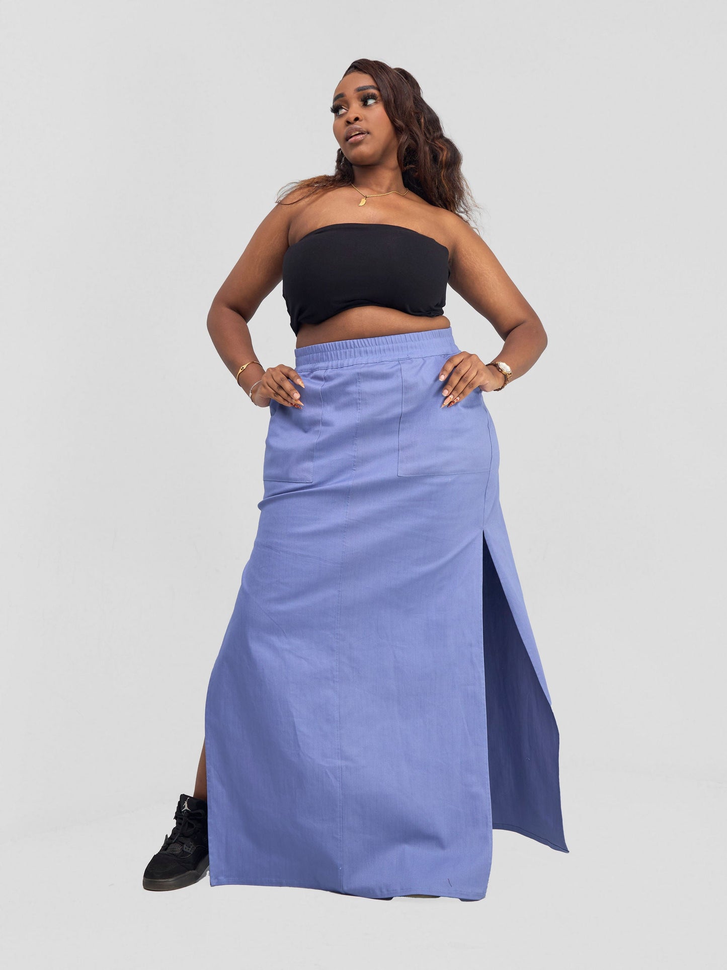 Zoya Banda High Slit Maxi Skirt - Blue