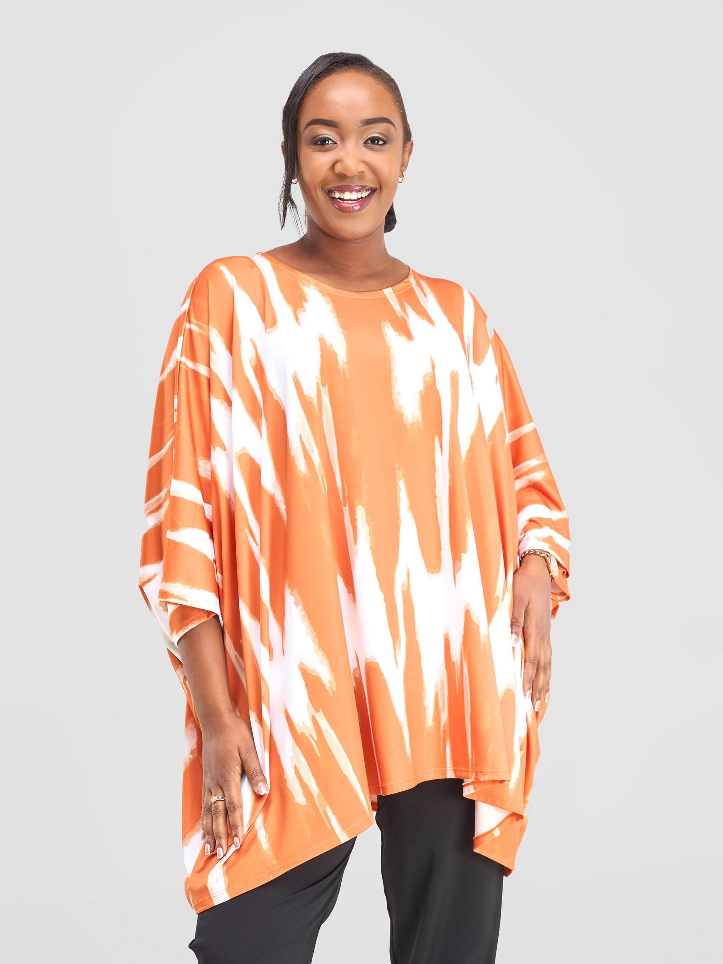 Vivo Nkasi Wide Top - White / Orange Shibori Print