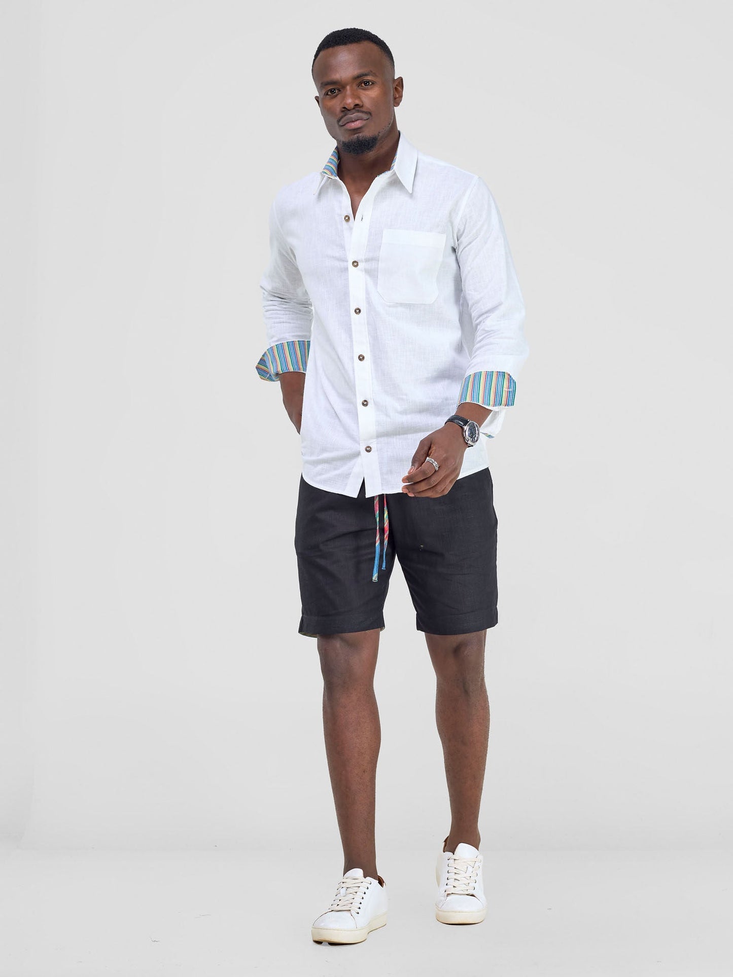 Safari Savannah Men's Long Sleeve Shirt - White