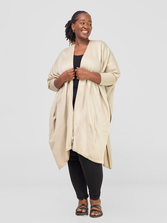 Vivo Basic Double Layered Wrap Poncho (Without Fringe) - Coral / Grey