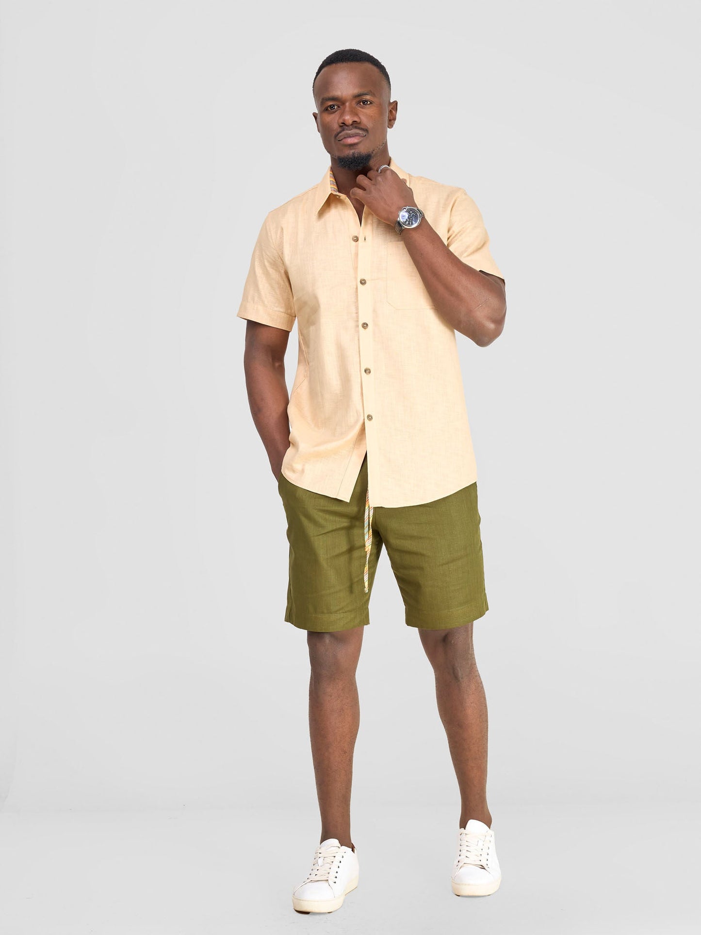 Safari Savannah Men's Short Sleeve Shirt - Beige