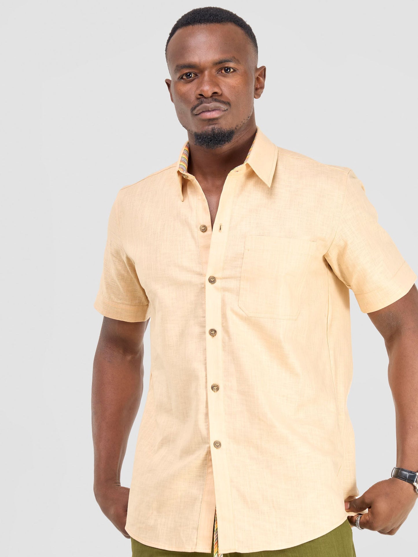 Safari Savannah Men's Short Sleeve Shirt - Beige