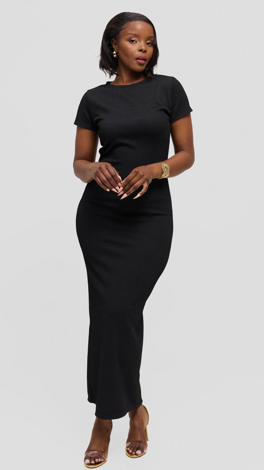 Vivo Short Sleeve Maxi Bodycon in Jersey - Black