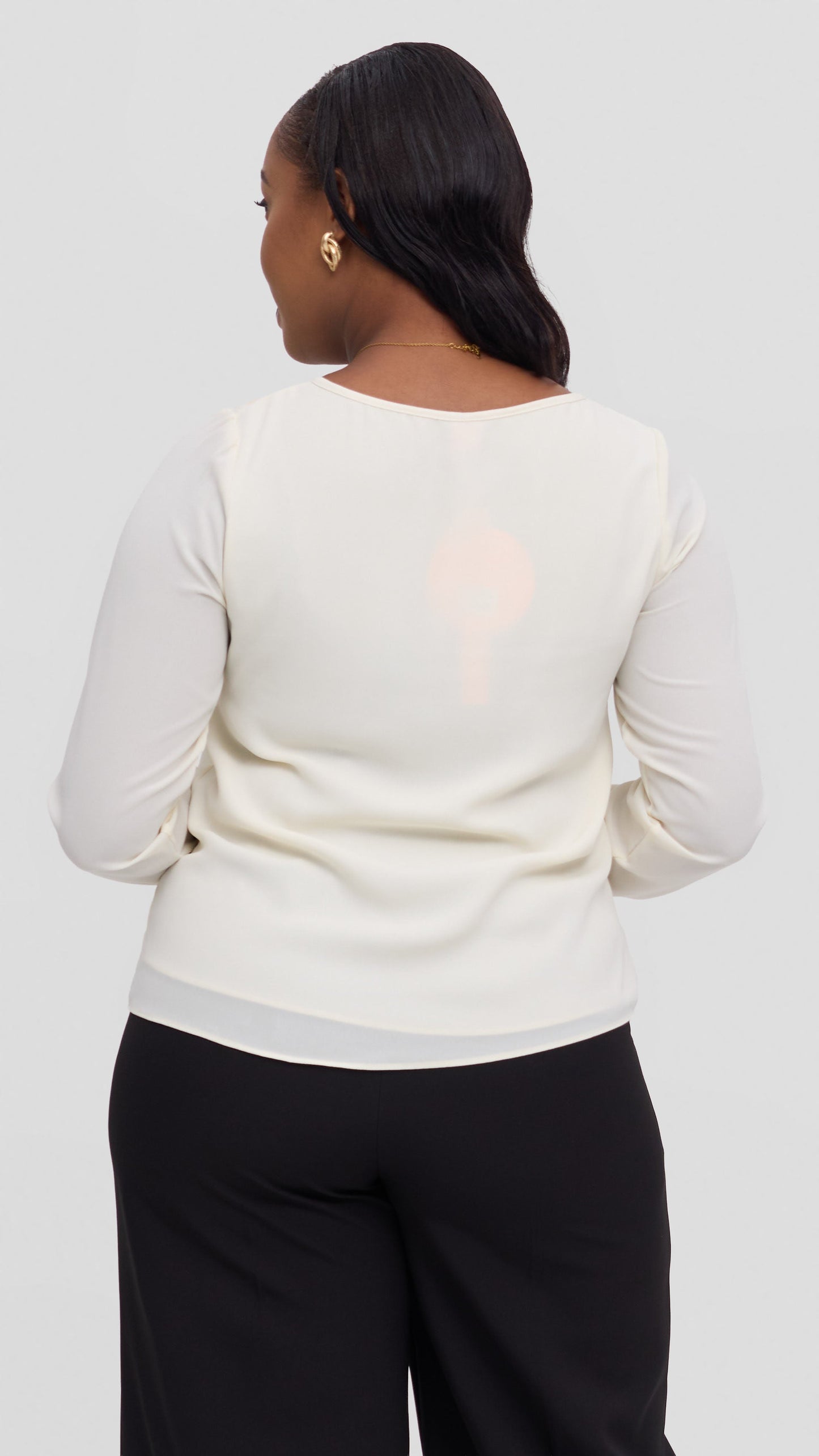 Vivo Sierra Long Sleeve Top in Chiffon (Double Layered)  - Off White