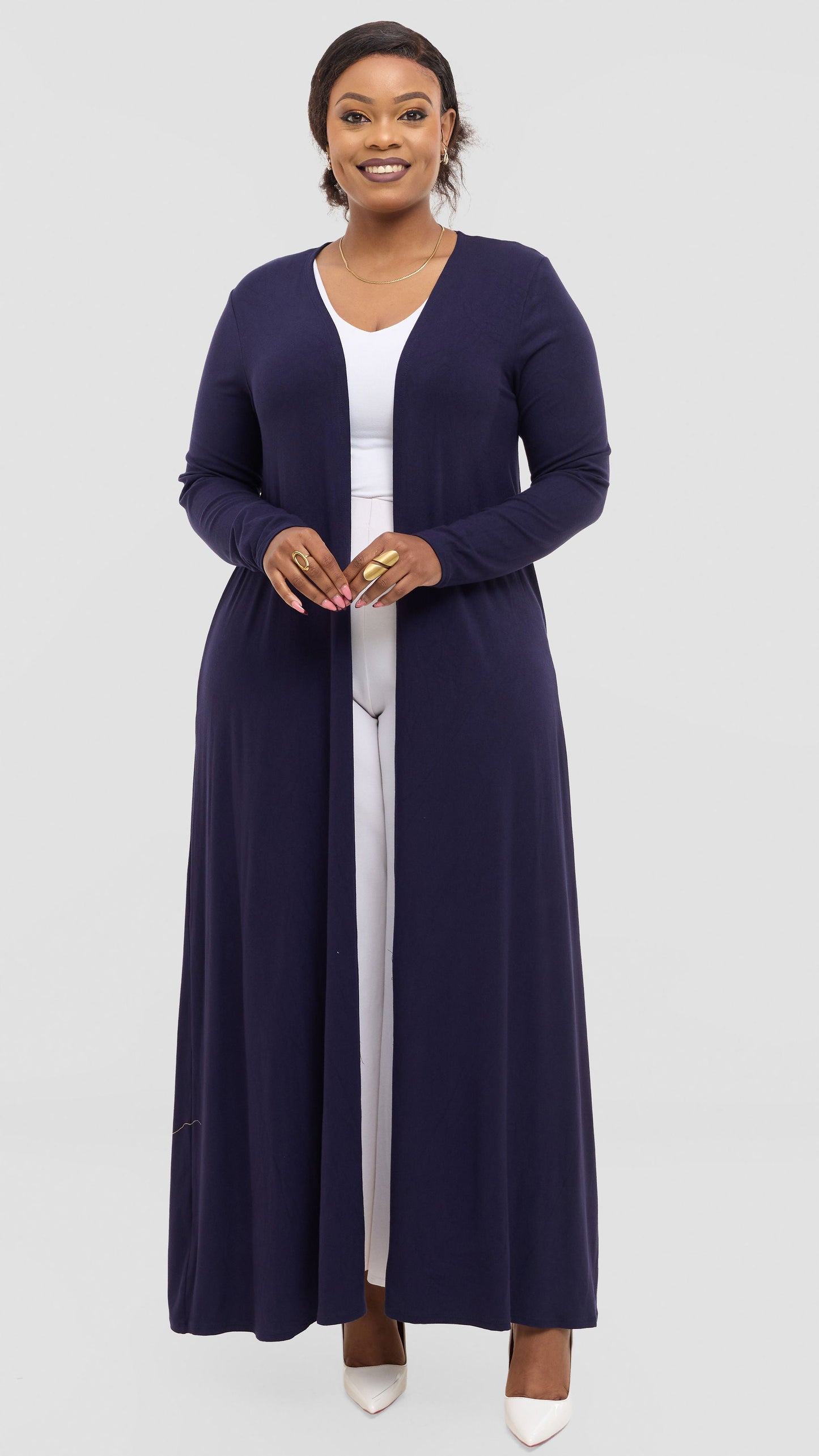Vivo Long Sleeve Maxi Waterfall in Jersey - Navy