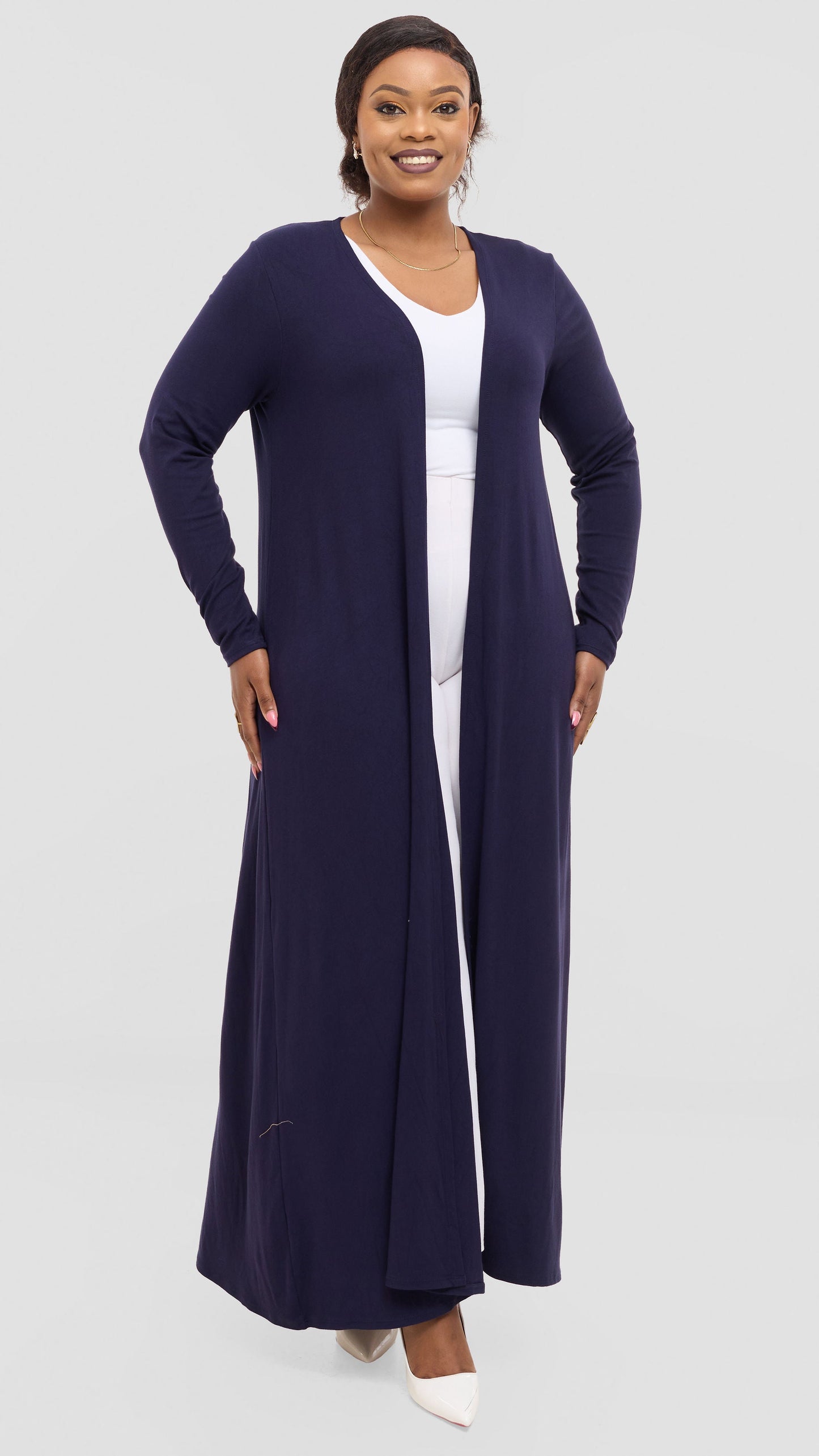 Vivo Long Sleeve Maxi Waterfall in Jersey - Navy