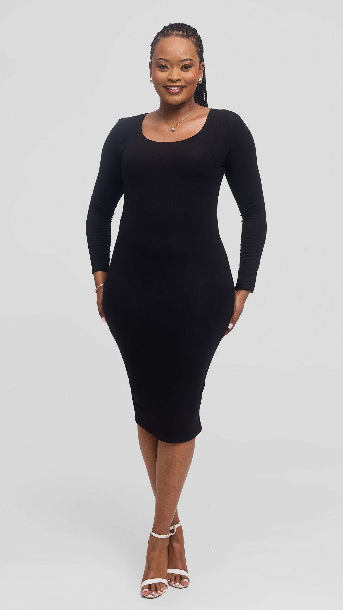 Vivo Leila Long Sleeve Bodycon in Jersey - Black