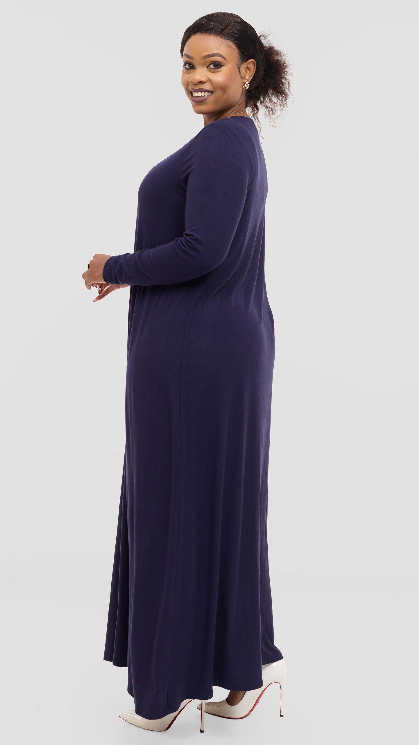 Vivo Long Sleeve Maxi Waterfall in Jersey - Navy