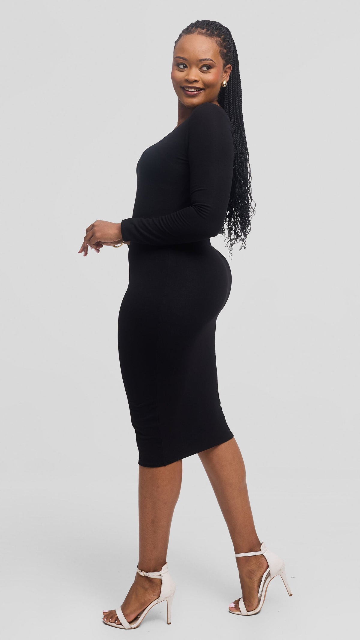 Vivo Leila Long Sleeve Bodycon in Jersey - Black