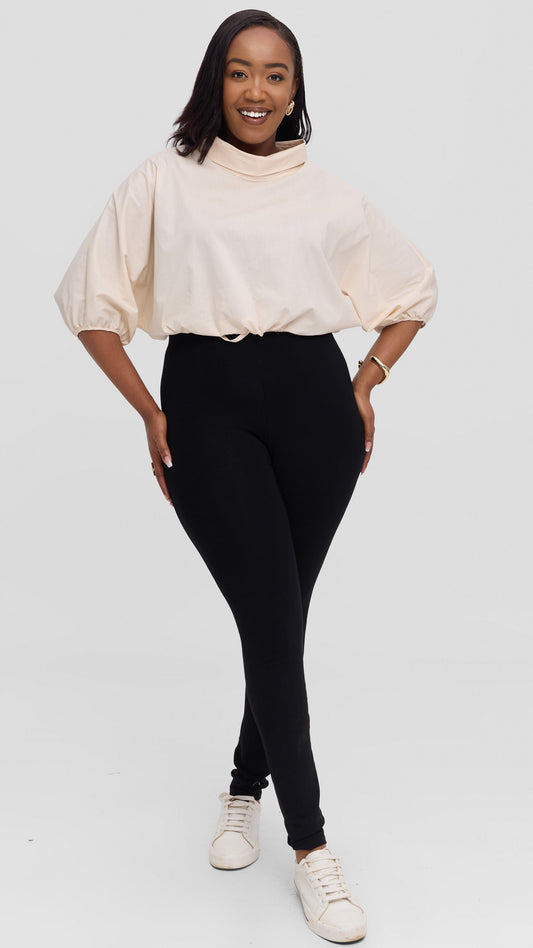 Safari by Vivo Njano Drawstring Top in Cotton - Off White
