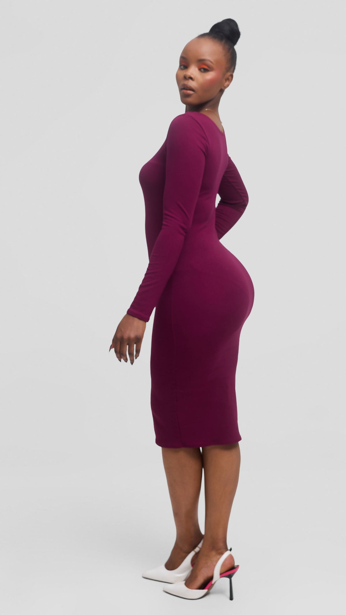 Vivo Leila Long Sleeve Bodycon in Jersey - Mulberry