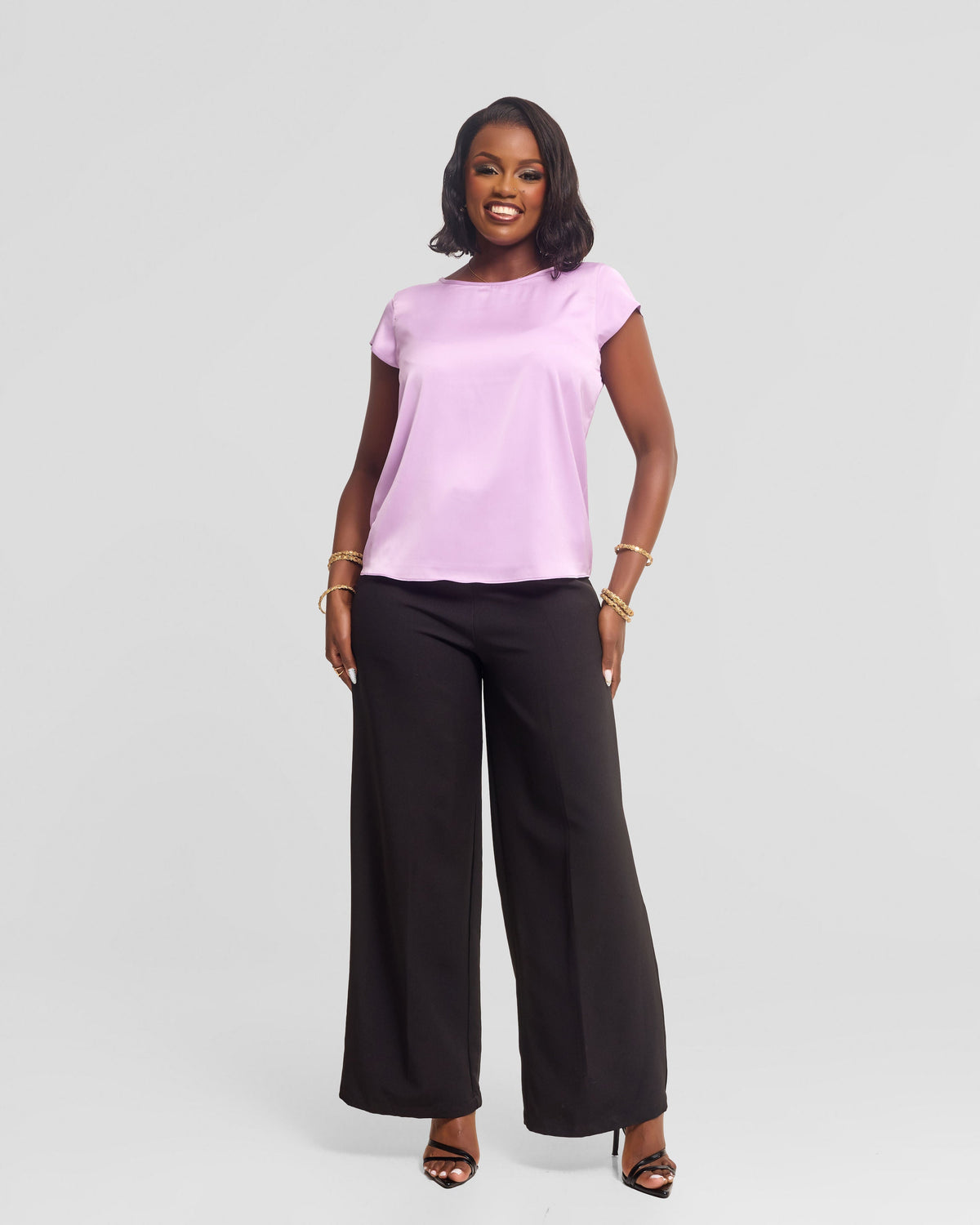 Vivo Basic Double Layered Top in Satin - Lilac