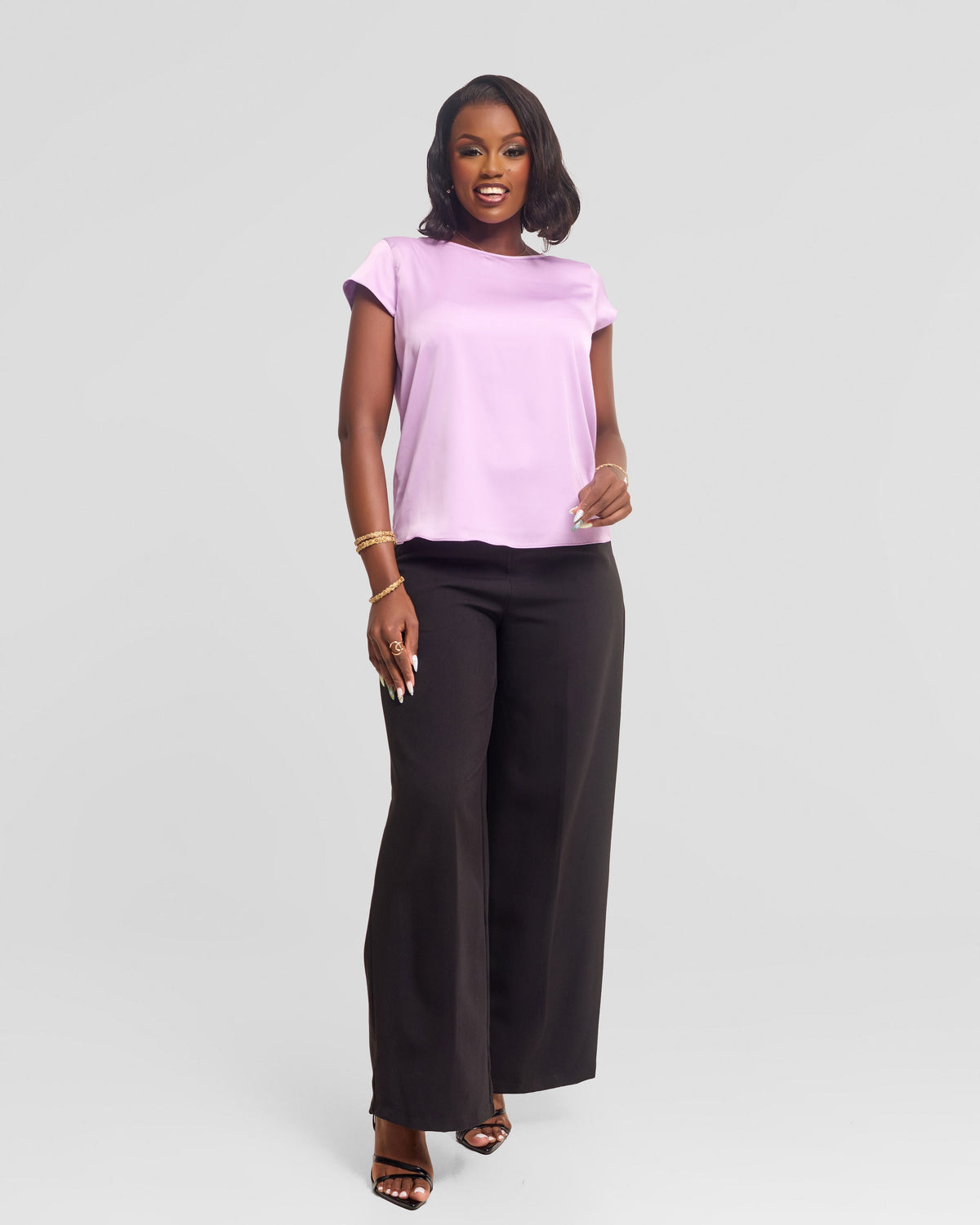 Vivo Basic Double Layered Top in Satin - Lilac