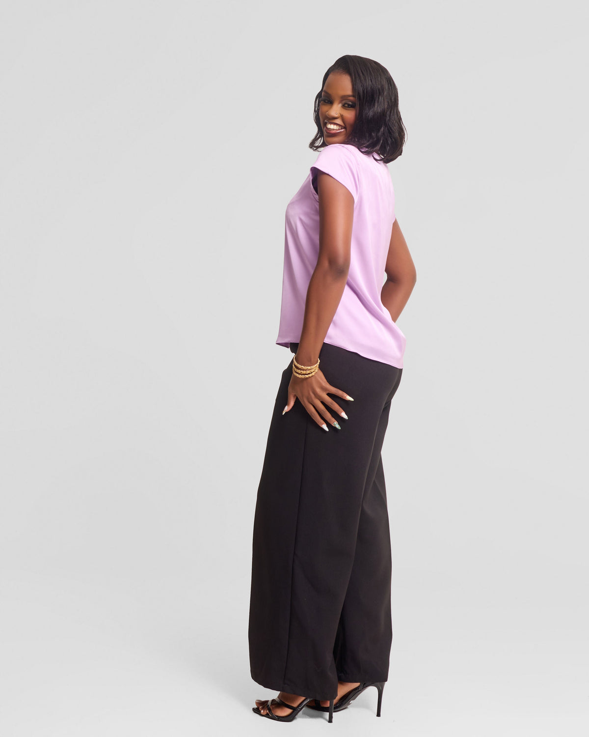 Vivo Basic Double Layered Top in Satin - Lilac