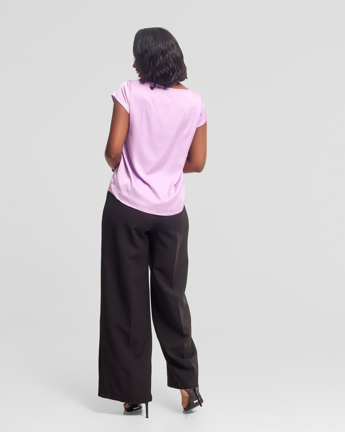 Vivo Basic Double Layered Top in Satin - Lilac