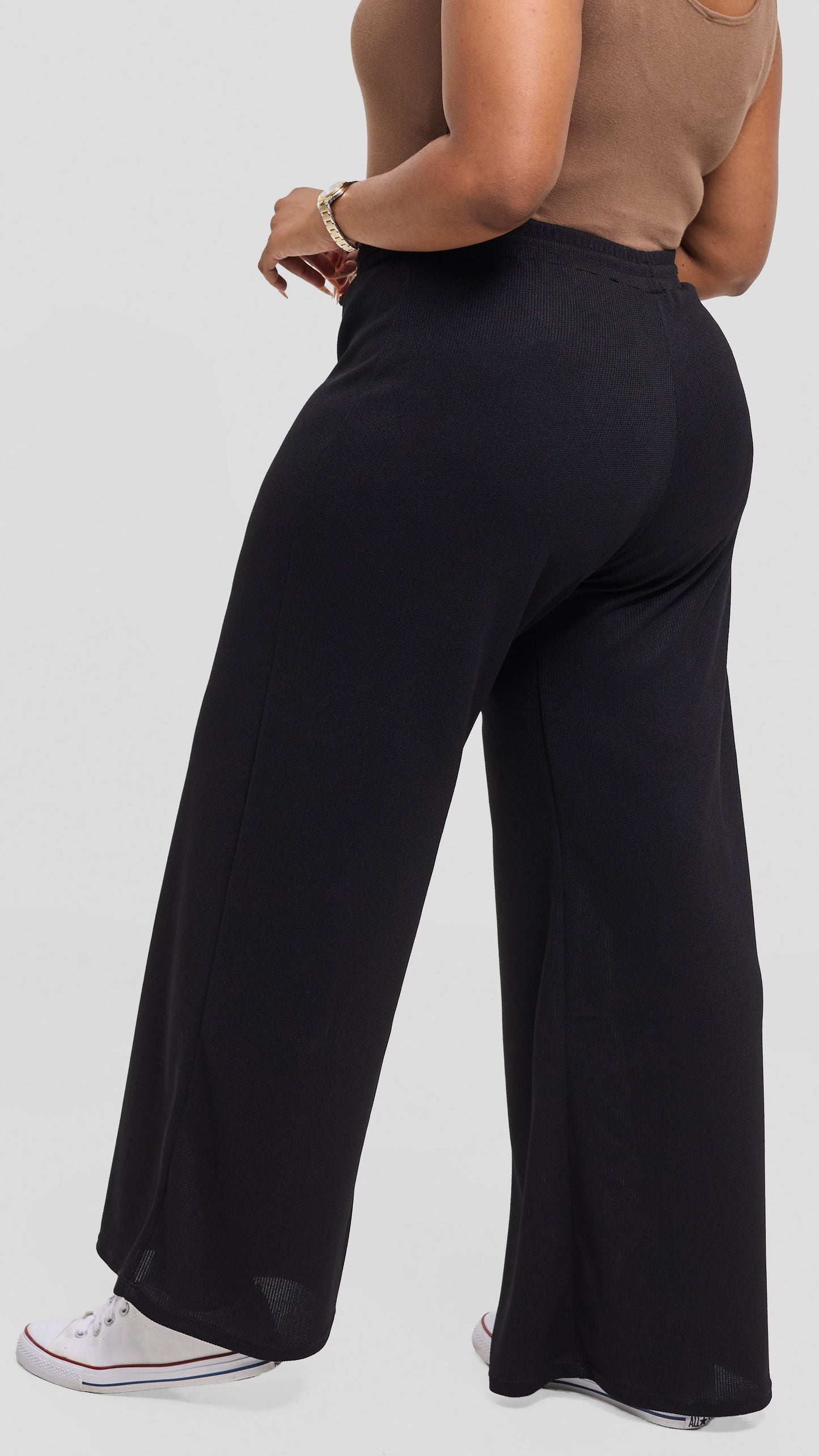 Vivo Ria Drawstring Pants in Stretch Rib - Black