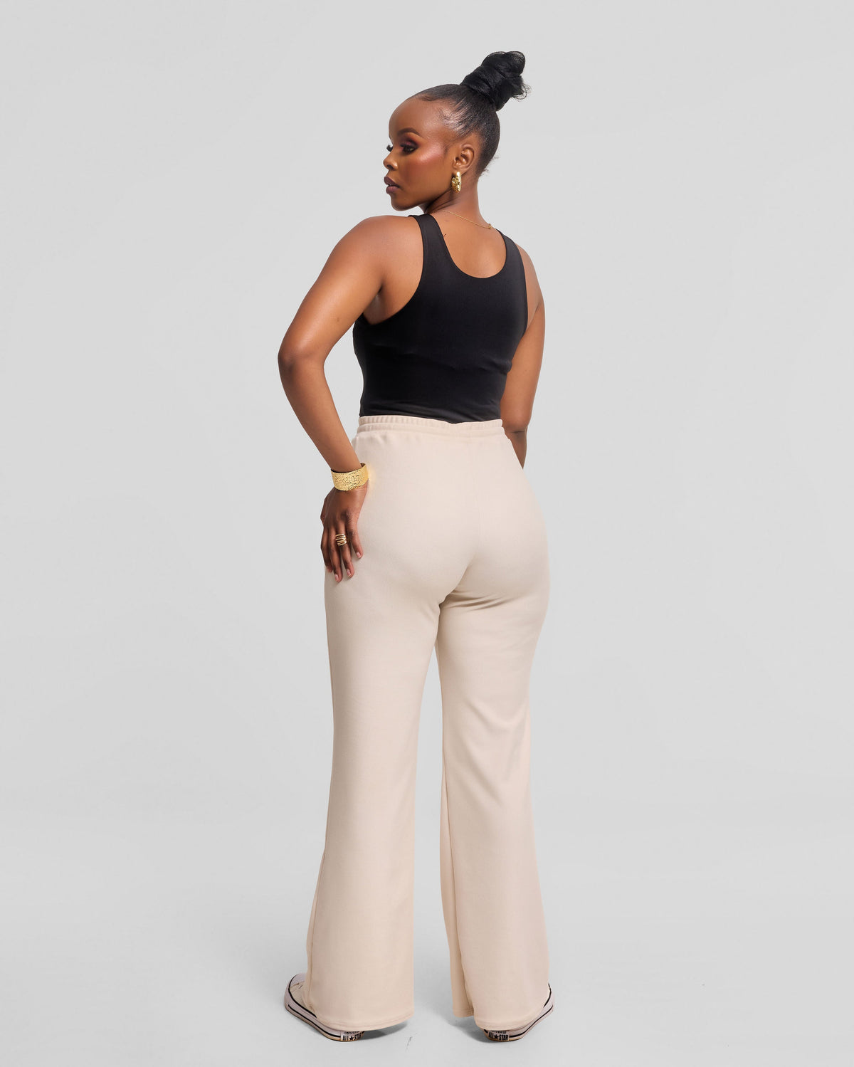 Vivo Selah Straight Pants in Rib Sweater - Buttermilk