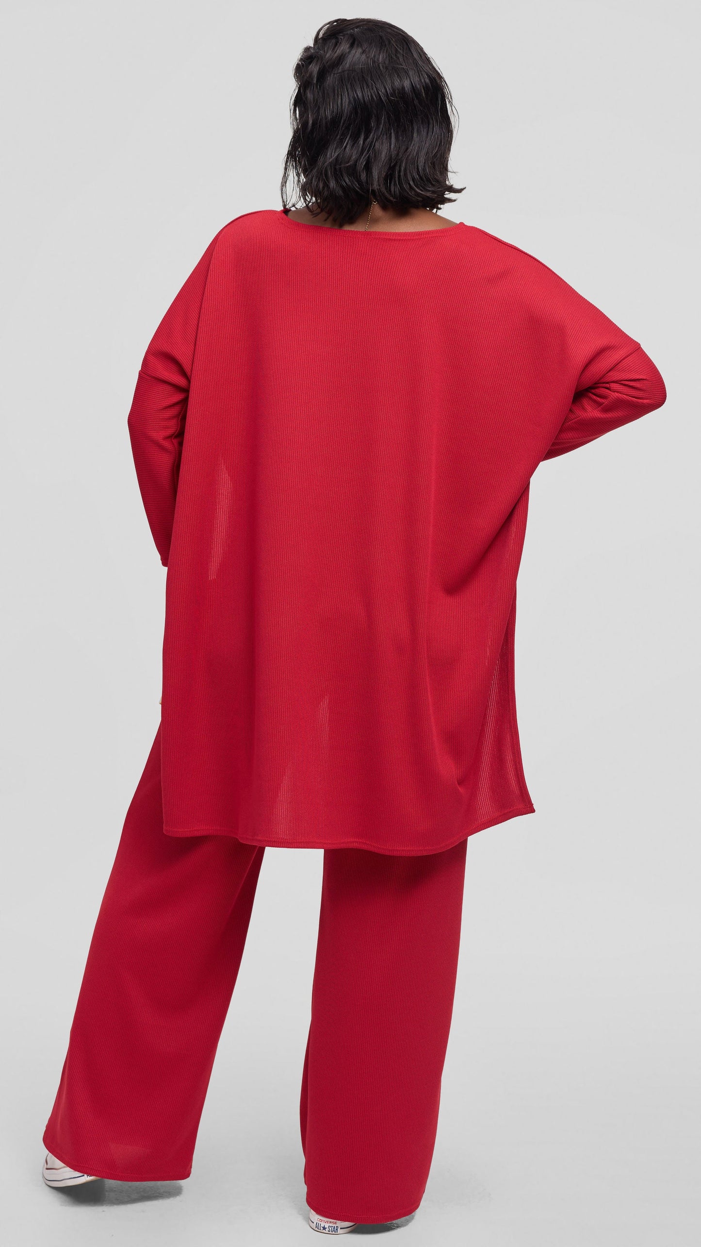Vivo Safa Sweater in Stretch Rib - Dark Red