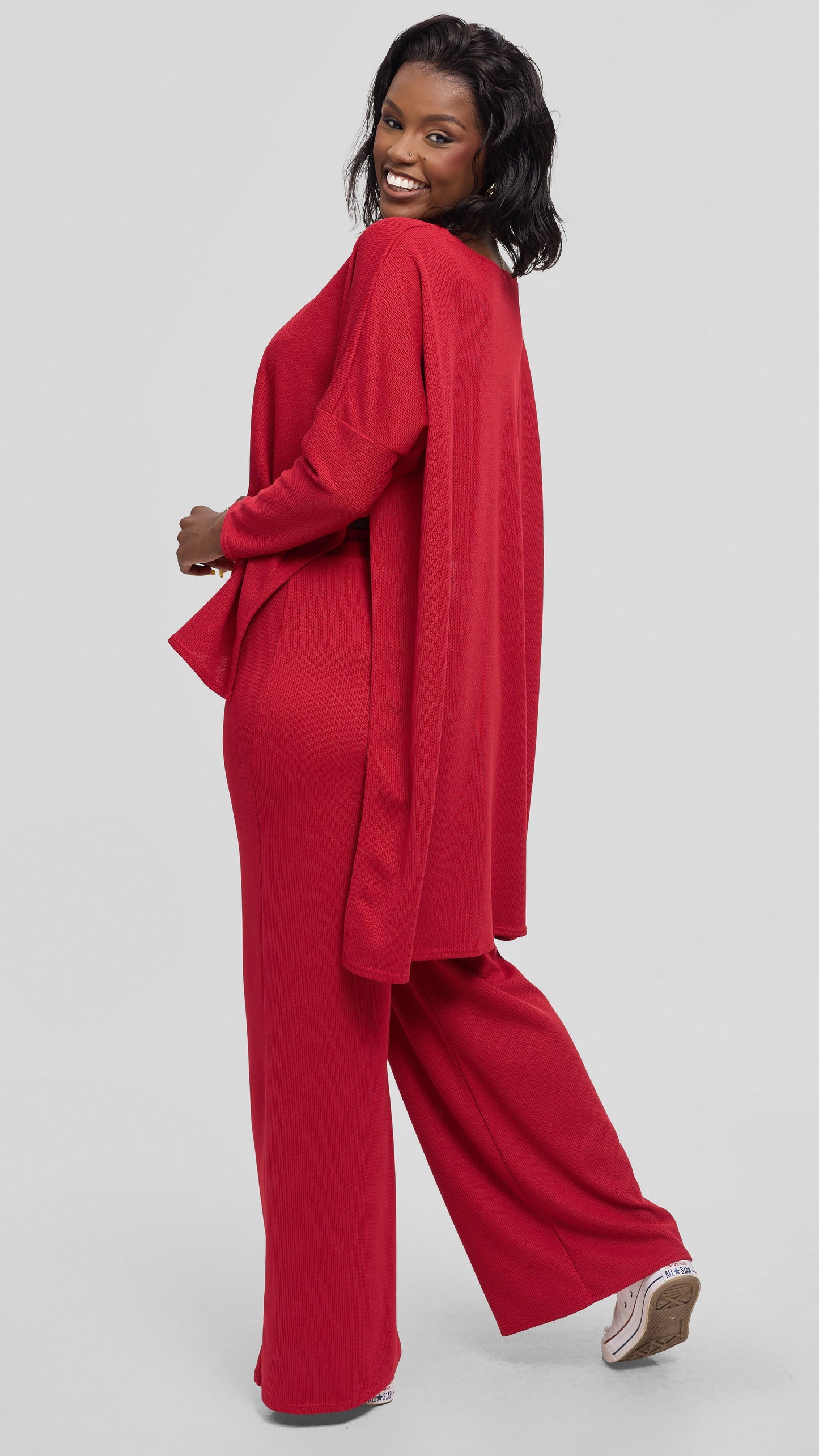 Vivo Safa Sweater in Stretch Rib - Dark Red