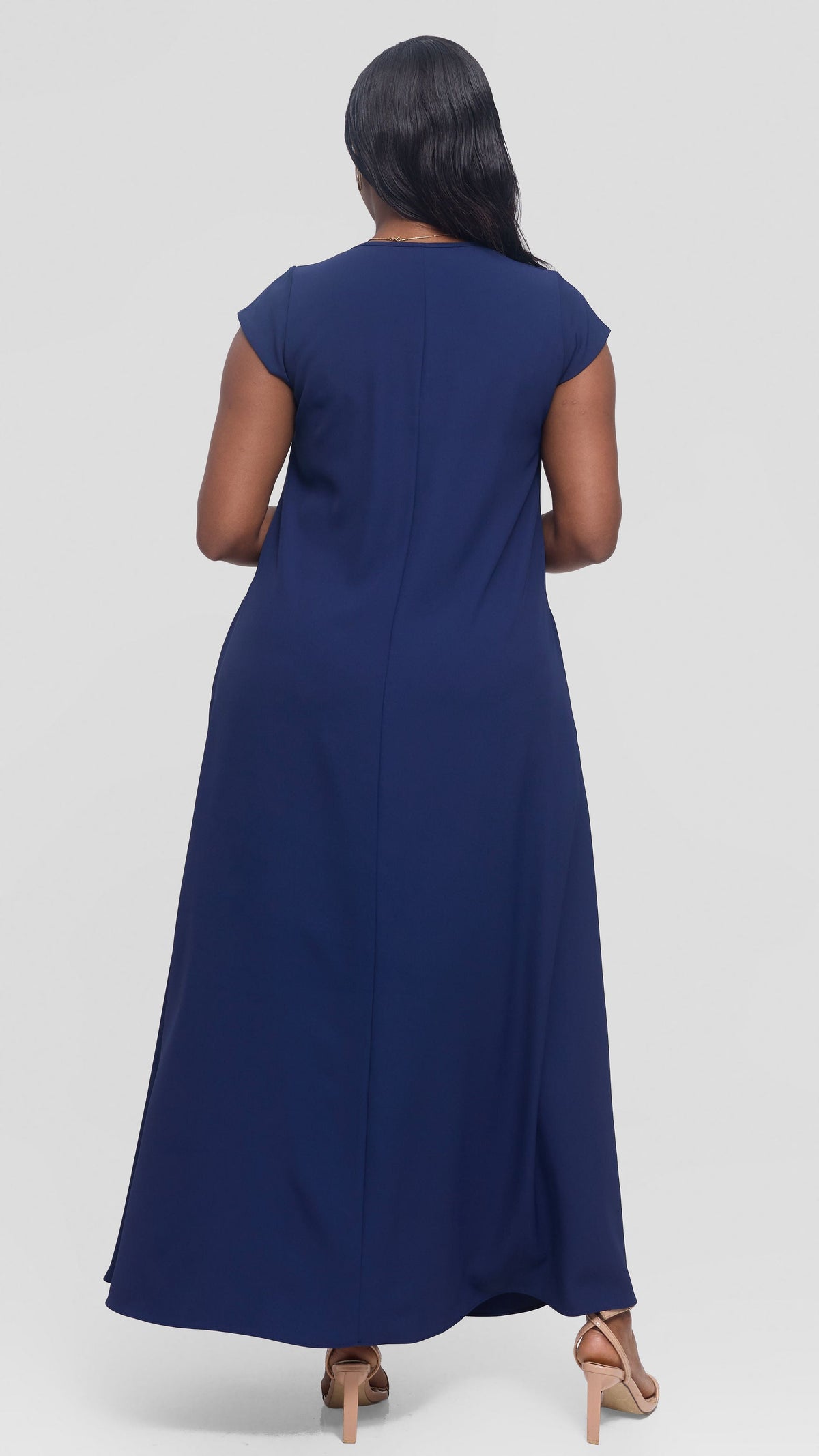 Vivo Zola V-Neck Maxi Dress in Crepe - Navy Blue