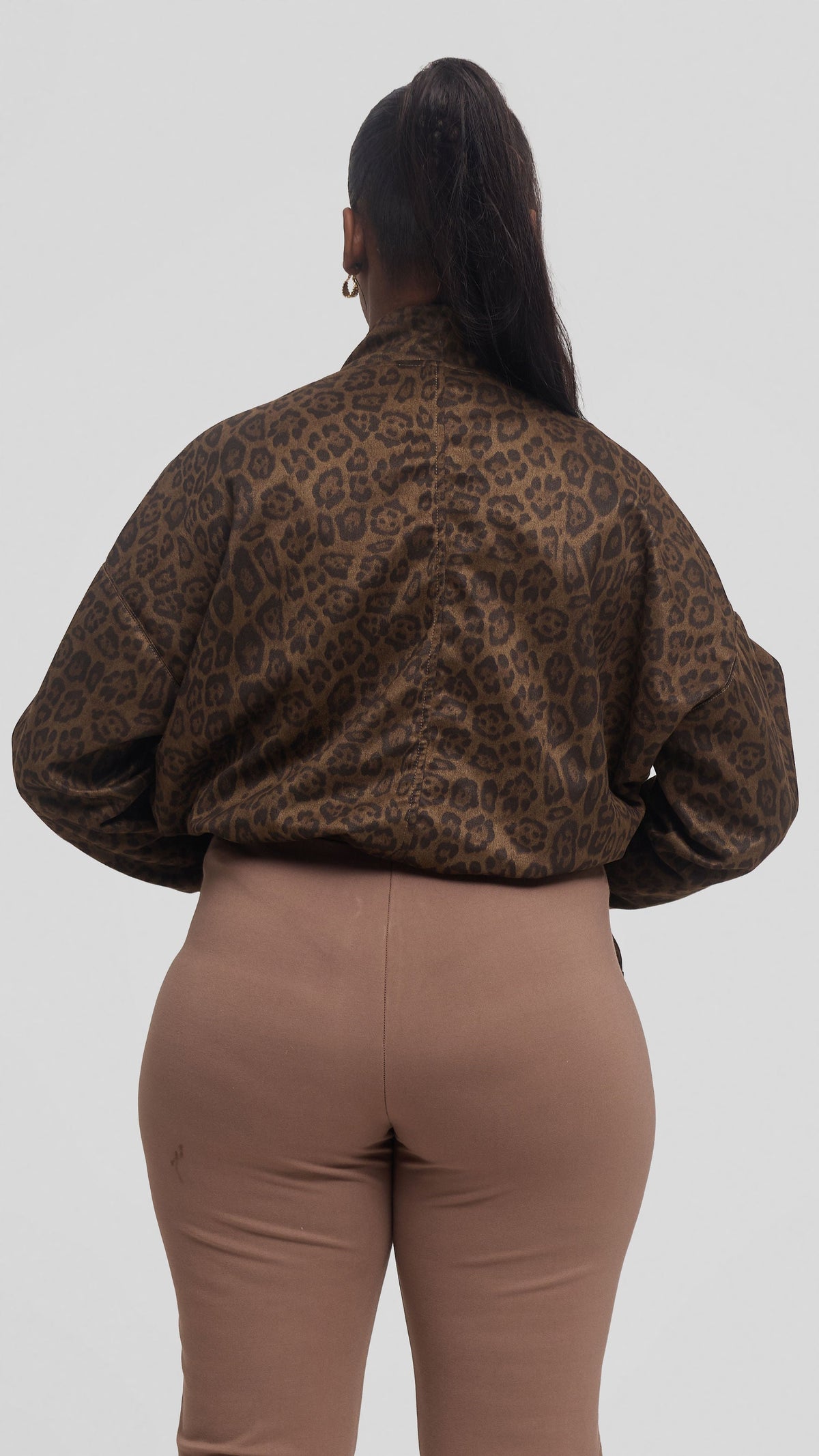 Vivo Drop Shoulder Jacket in Faux Suede - Light Olive Print