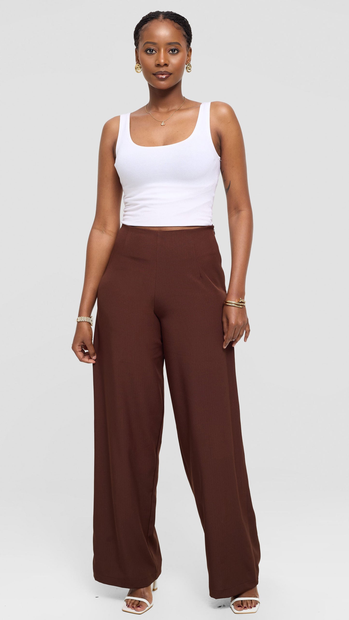 Vivo Kani Wide Leg Pants - Chocolate Brown
