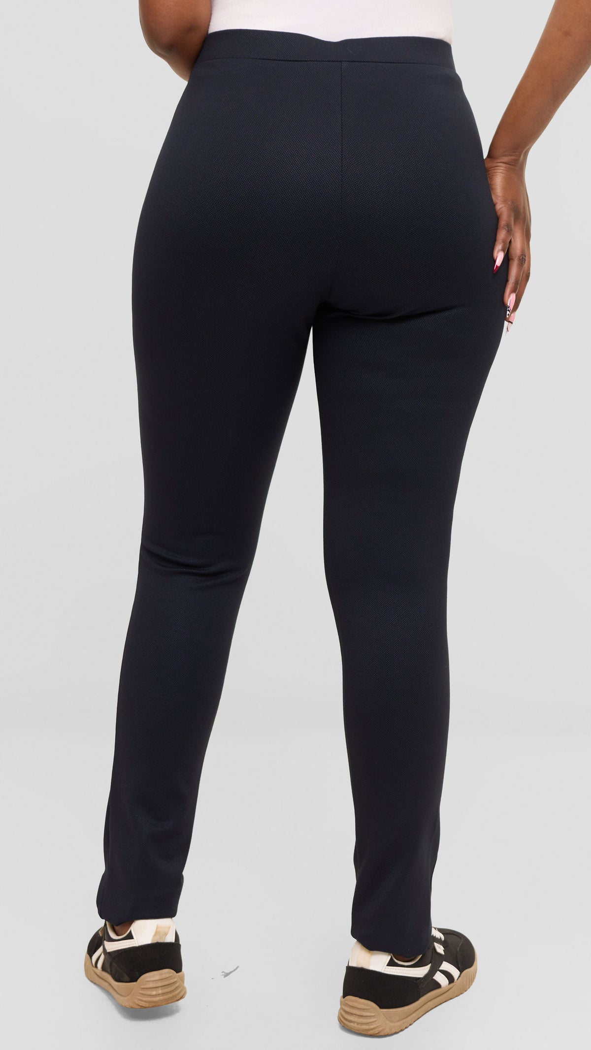 Vivo Dotted Panelled Leisure Pants in Ponte - Navy Dotted
