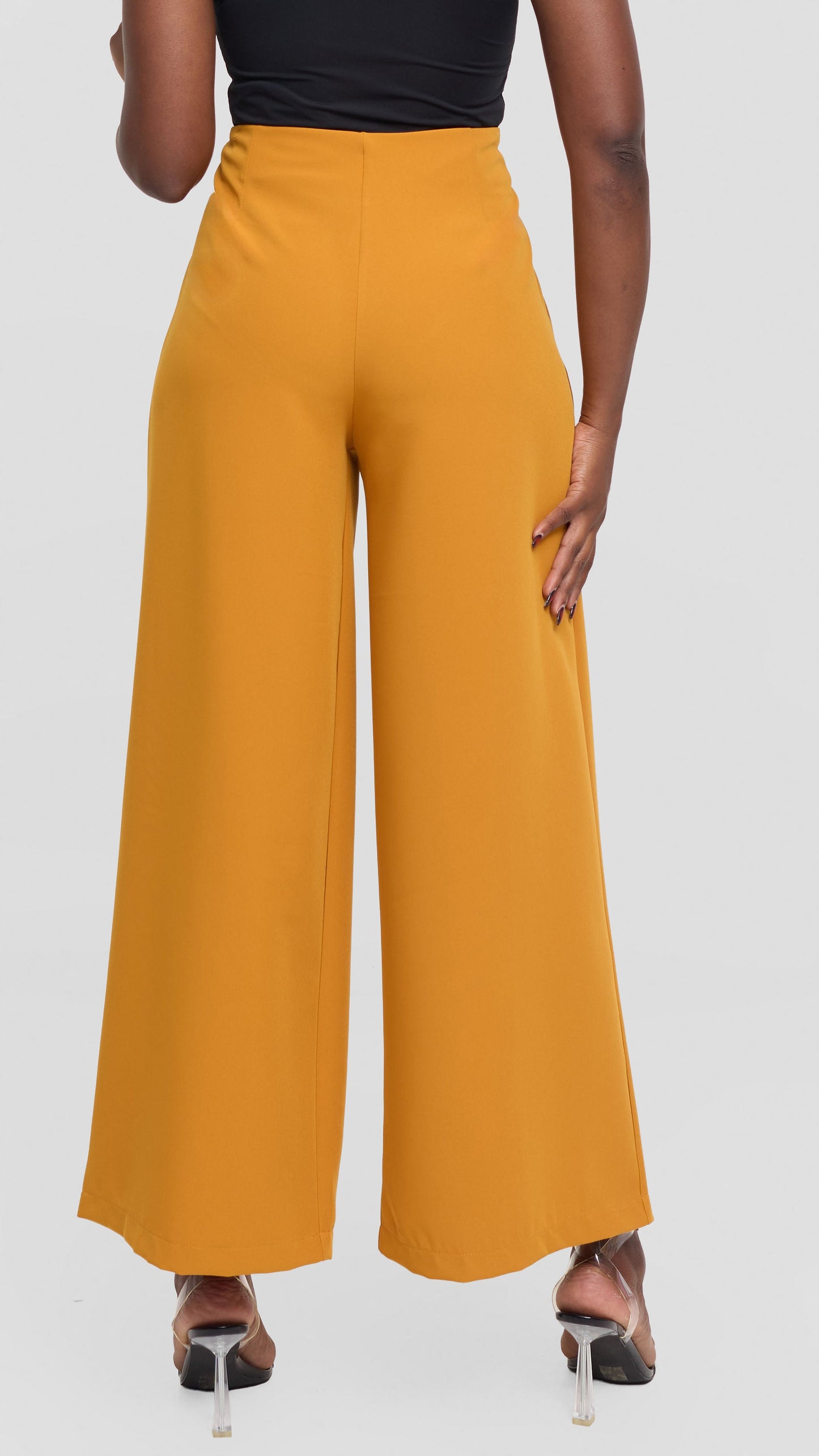 Vivo Tatili Wide Leg Pants in Heavy Crepe - Dark Mustard