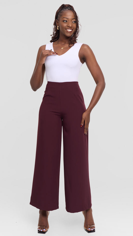 Vivo Tatili Wide Leg Pants in Heavy Crepe - Mulberry