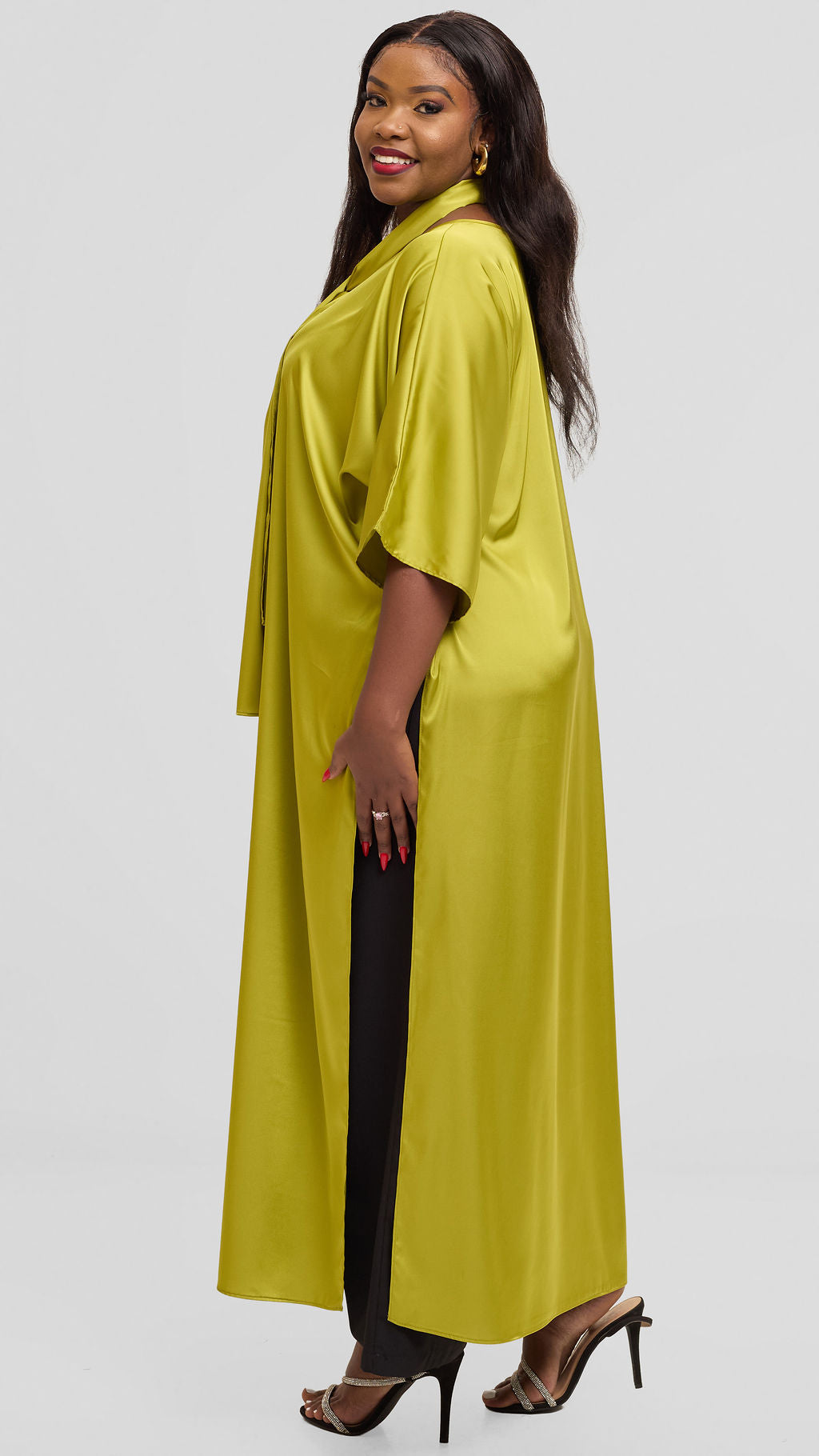 Vivo Lani Maxi Top in Satin - Light Olive