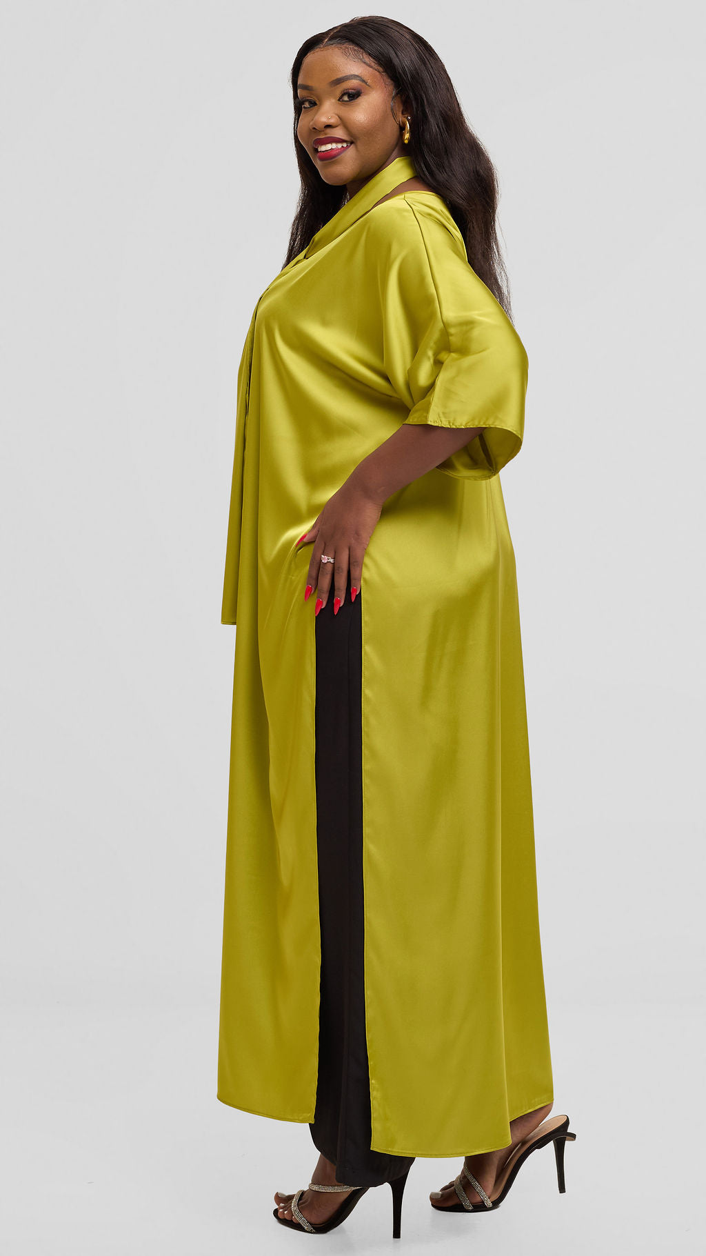 Vivo Lani Maxi Top in Satin - Light Olive