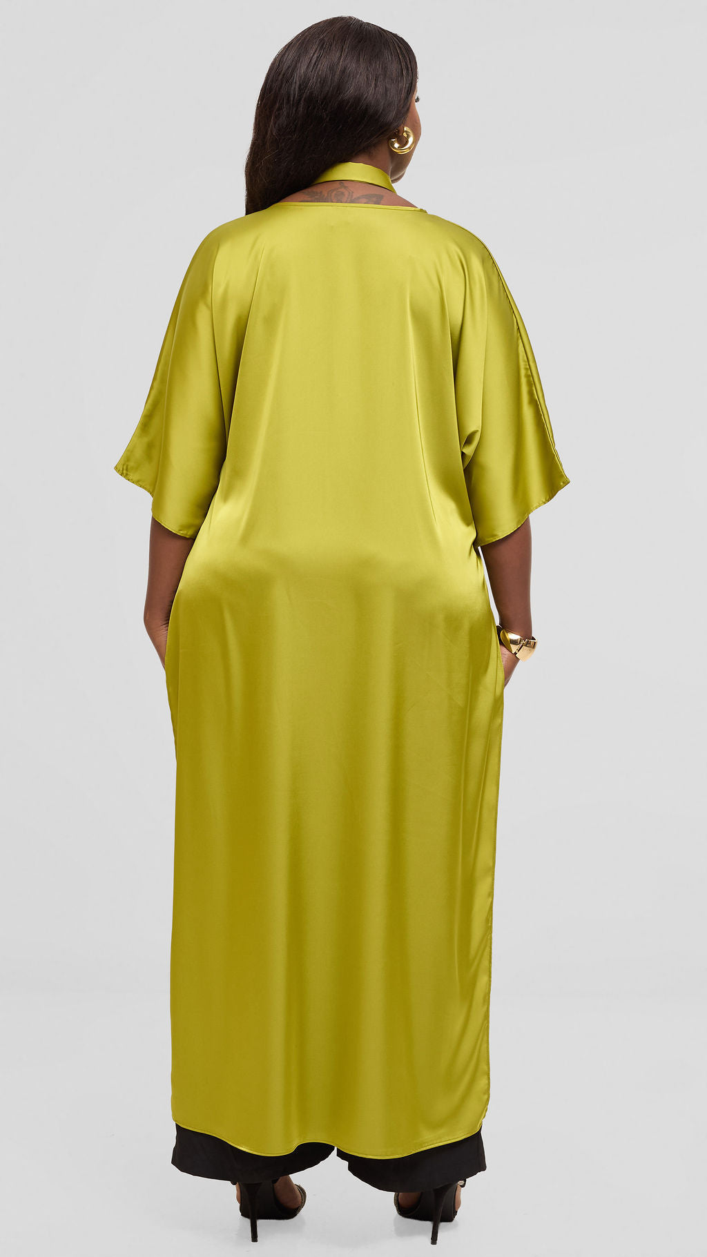 Vivo Lani Maxi Top in Satin - Light Olive
