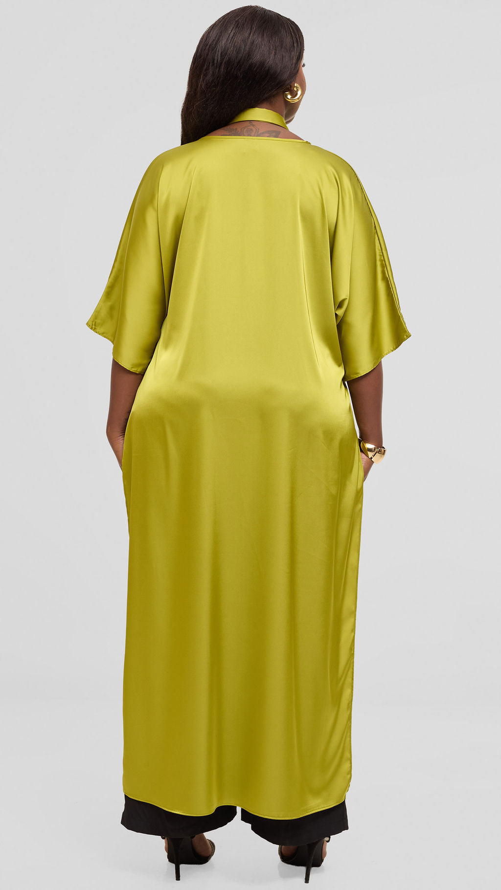 Vivo Lani Maxi Top in Satin - Light Olive